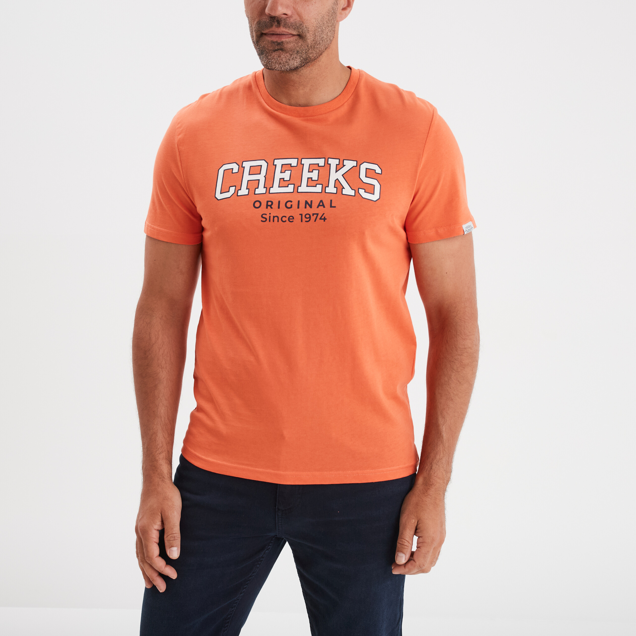 t shirt manches courtes coton creeks orange homme T-shirt manches courtes coton Creeks orange homme