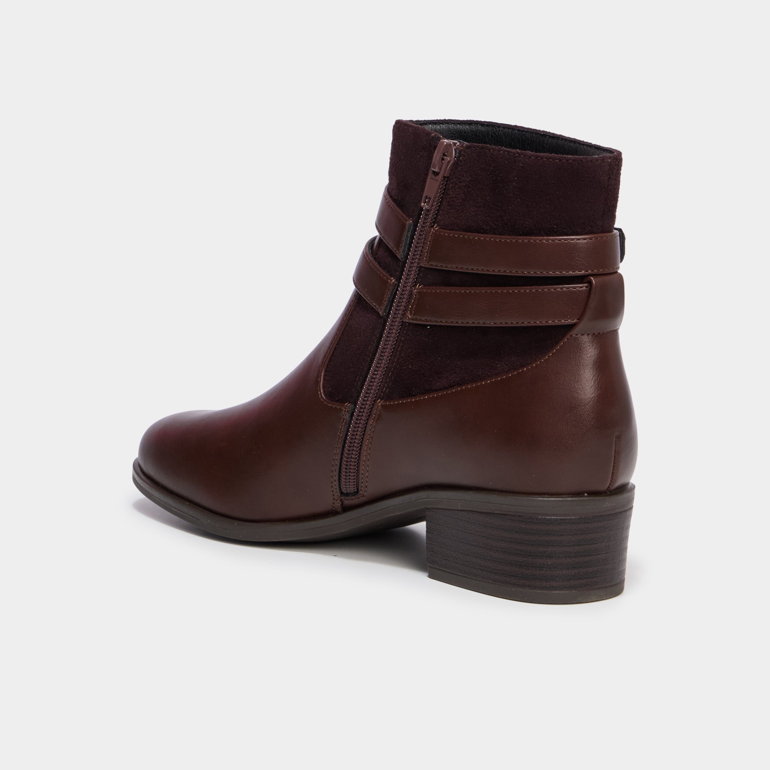 Boots chelsea d&eacute;tails boucles marron femme