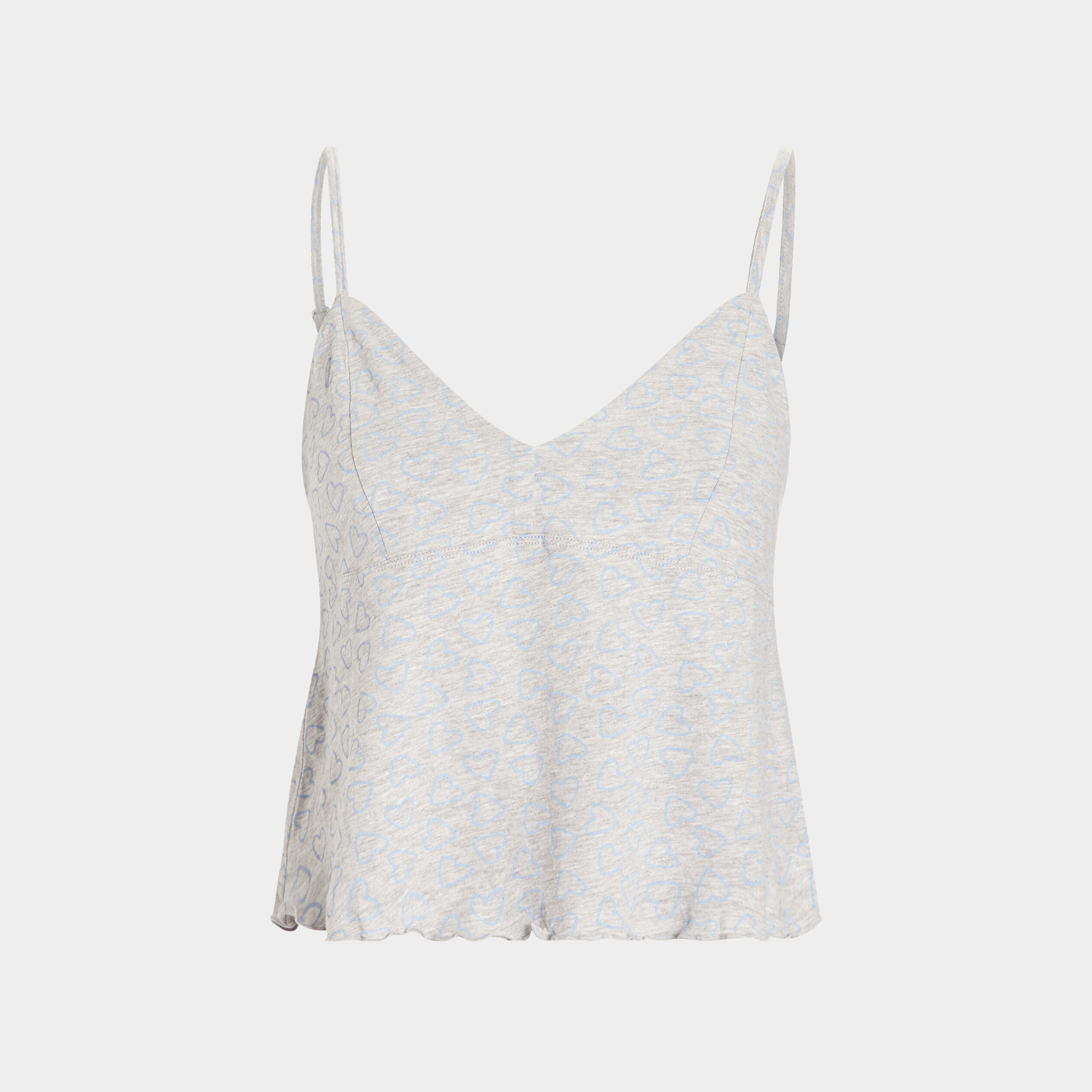 Haut de pyjama débardeur court col en V gris femme