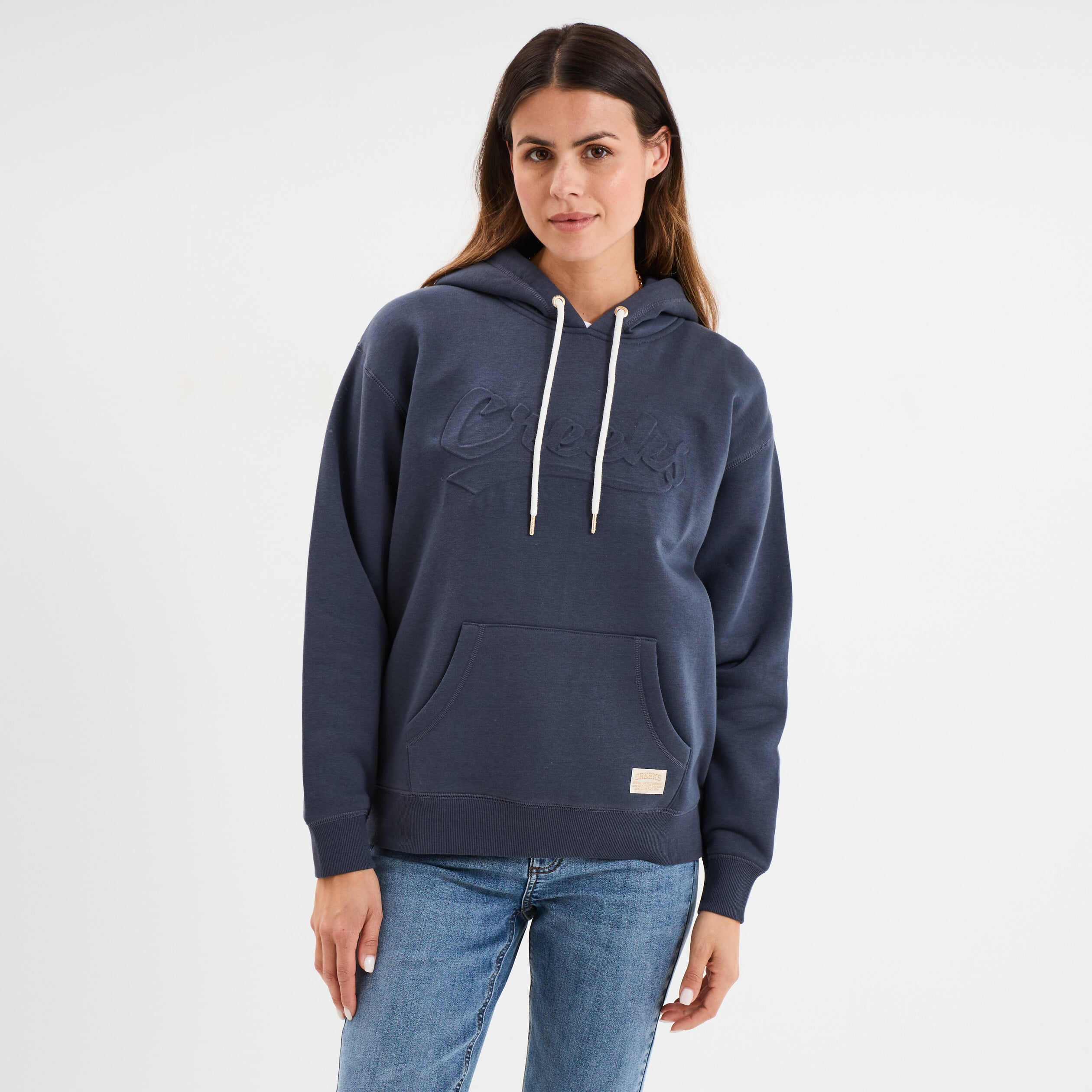 Sweat &agrave; capuche hoodie bleu fonc&eacute; femme