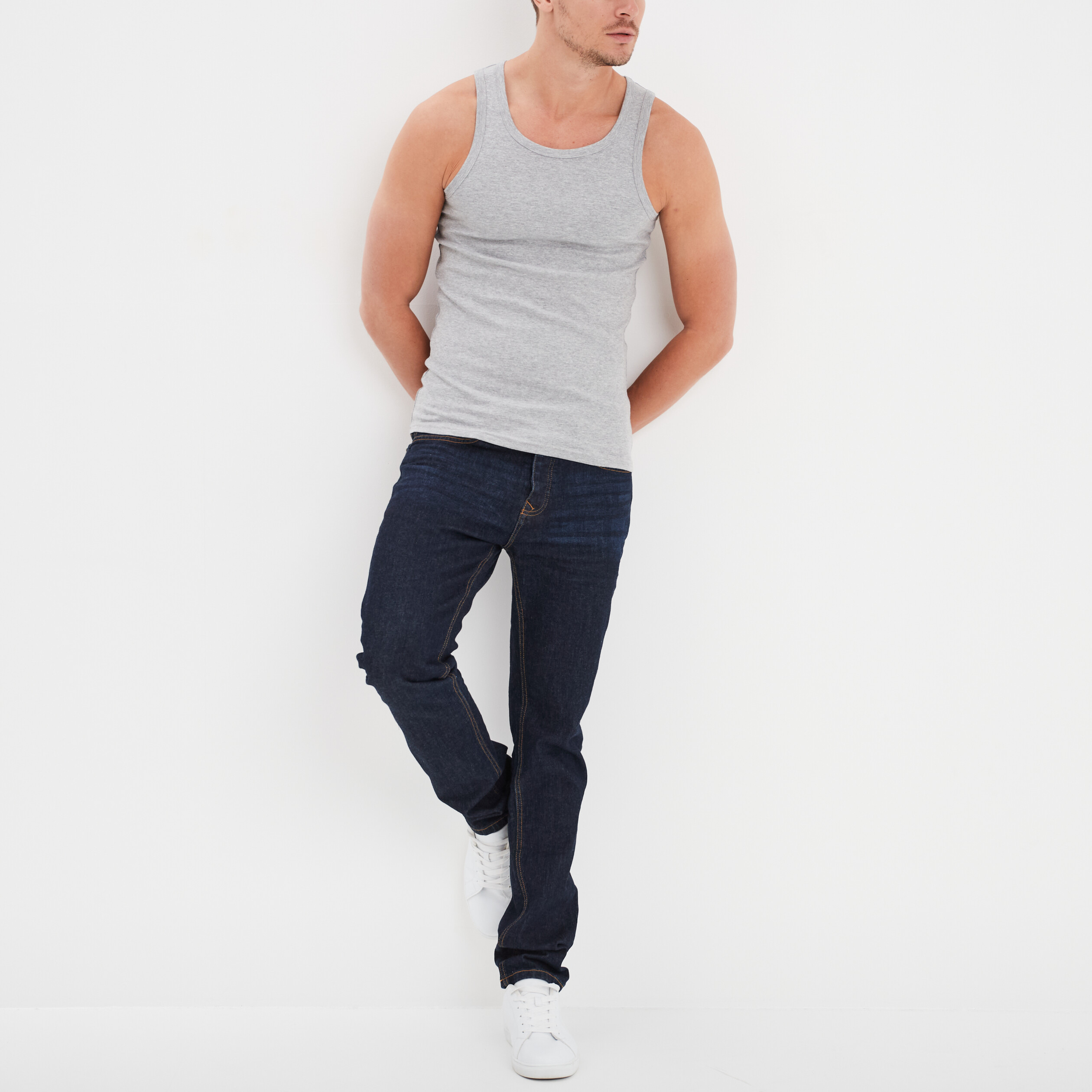 debardeur coton bretelles larges gris homme Débardeur coton bretelles larges gris homme