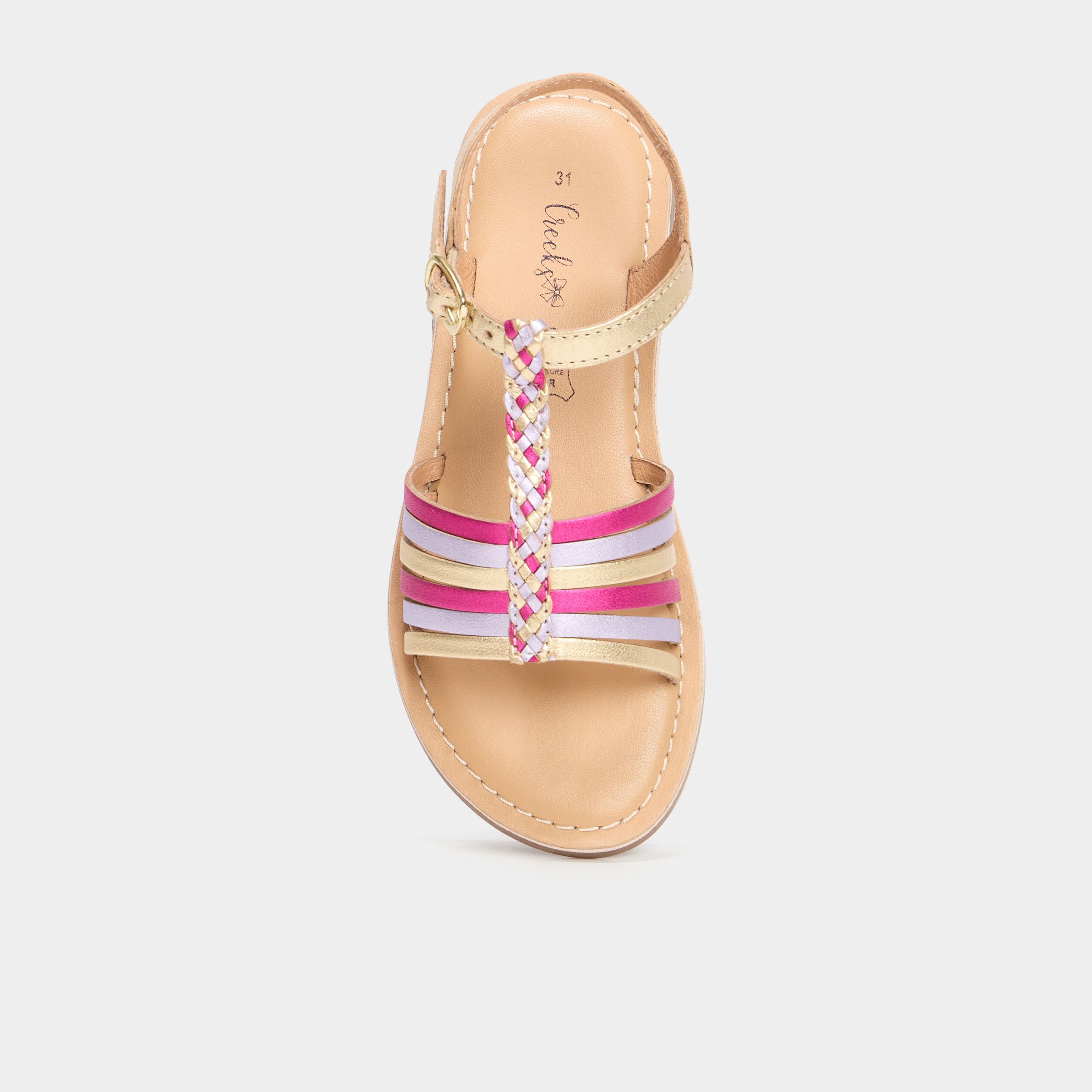 sandales multibrides tressees en cuir multicolore fille Sandales multibrides tressées en cuir multicolore fille
