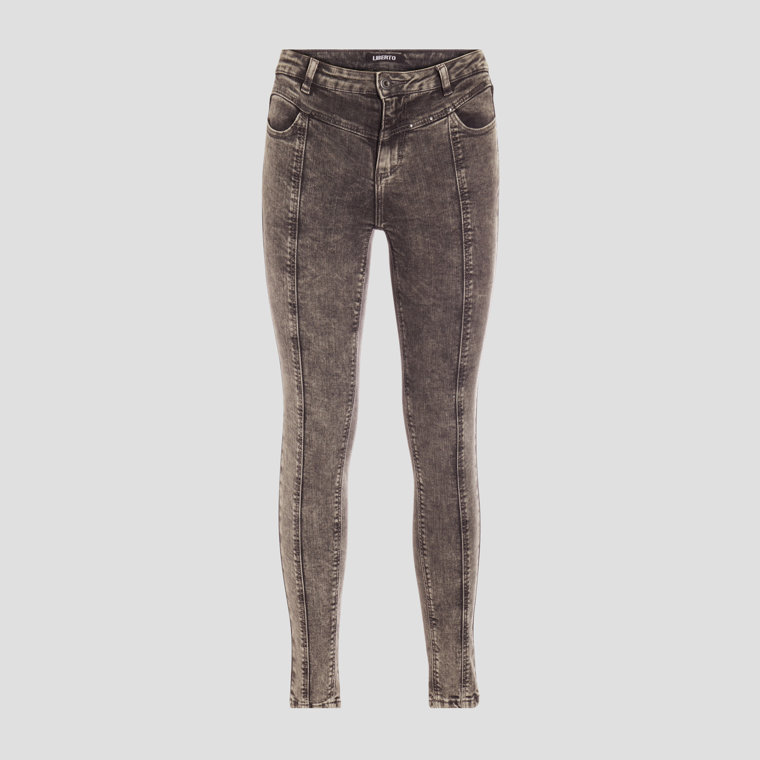 Jeans skinny avec clous denim gris femme