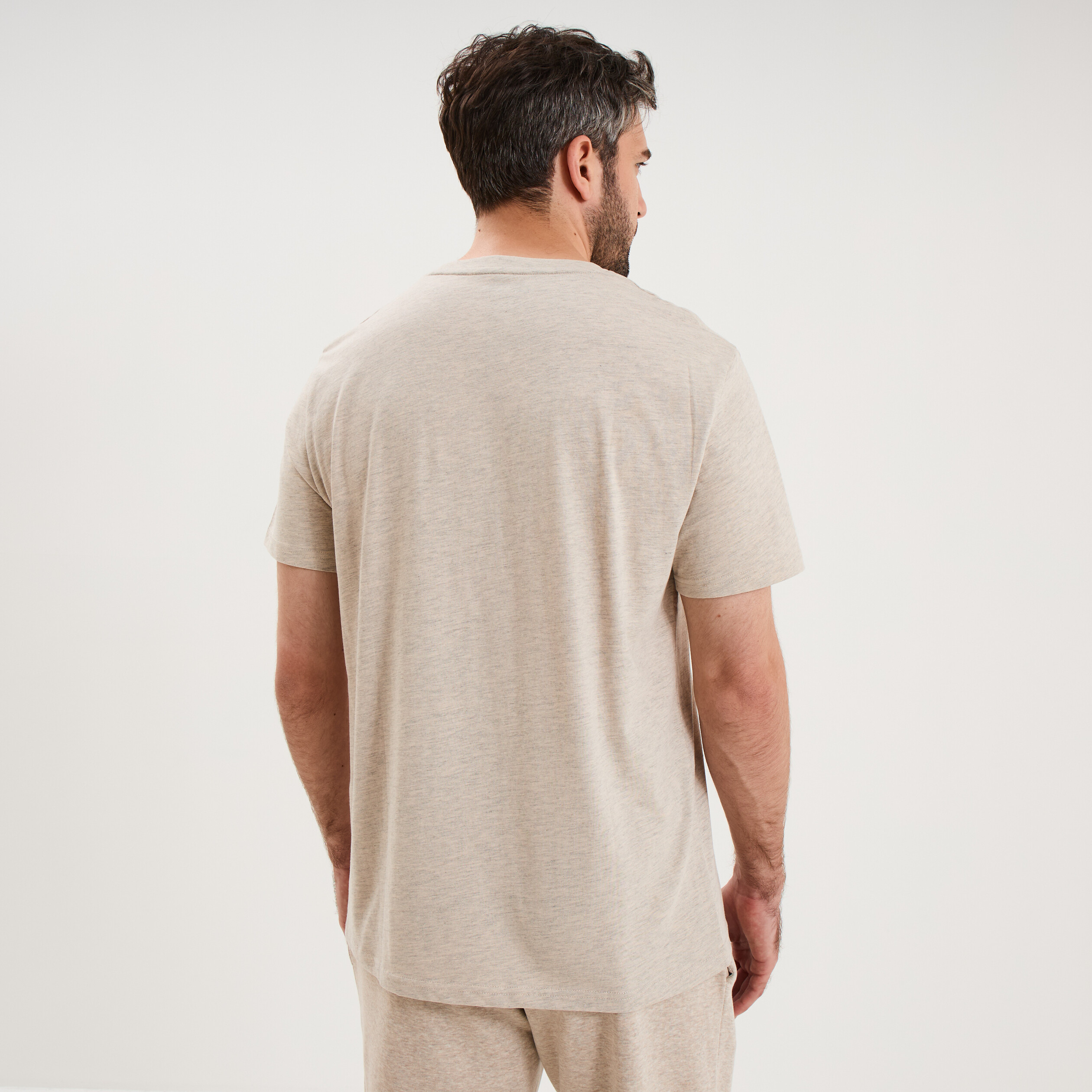 T-shirt manches courtes coton beige homme