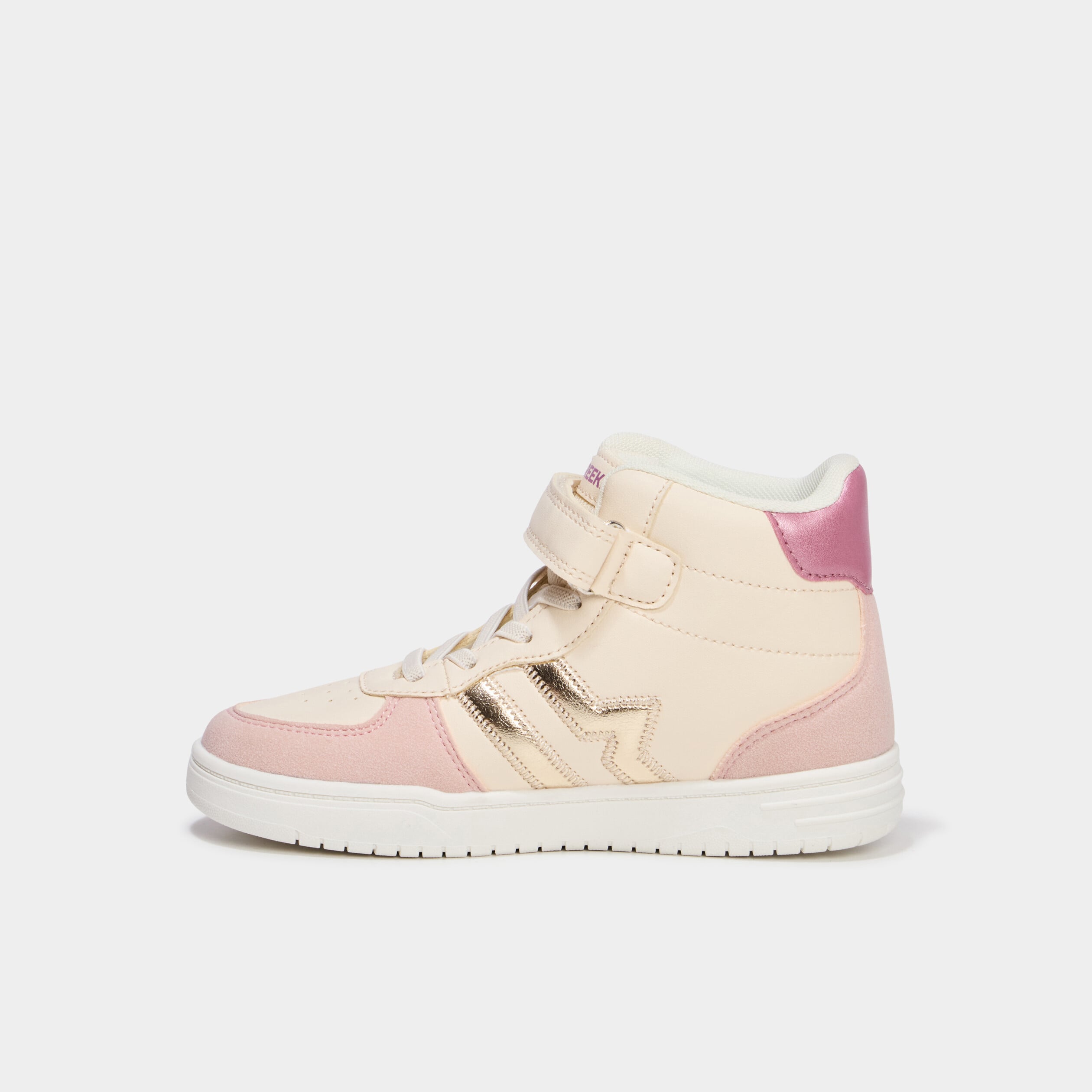 Baskets montantes avec scratchs creme fille
