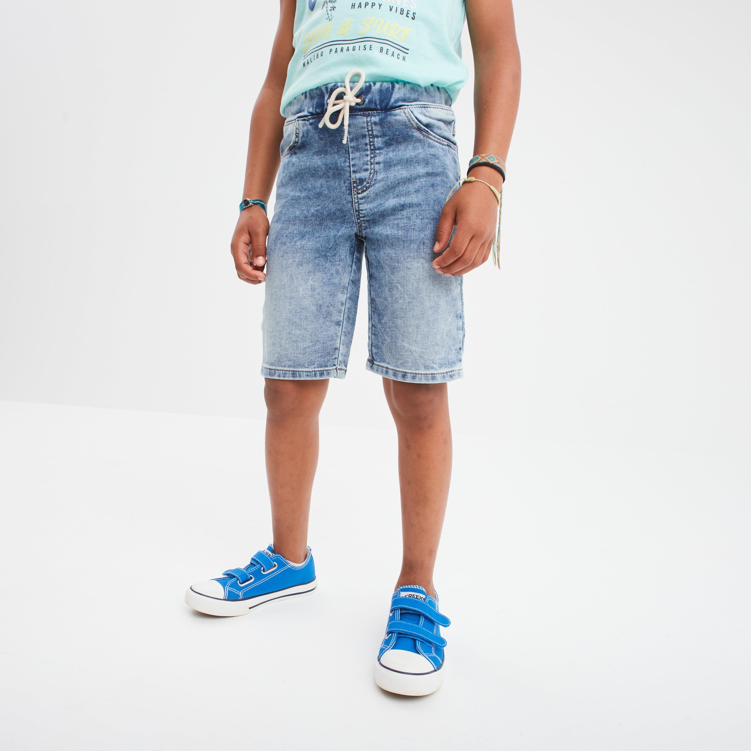 Bermuda Jeans Enfant OVERGAME Taille 10 Ans - Gris, 100% Coton - Occasion Très Bon état
