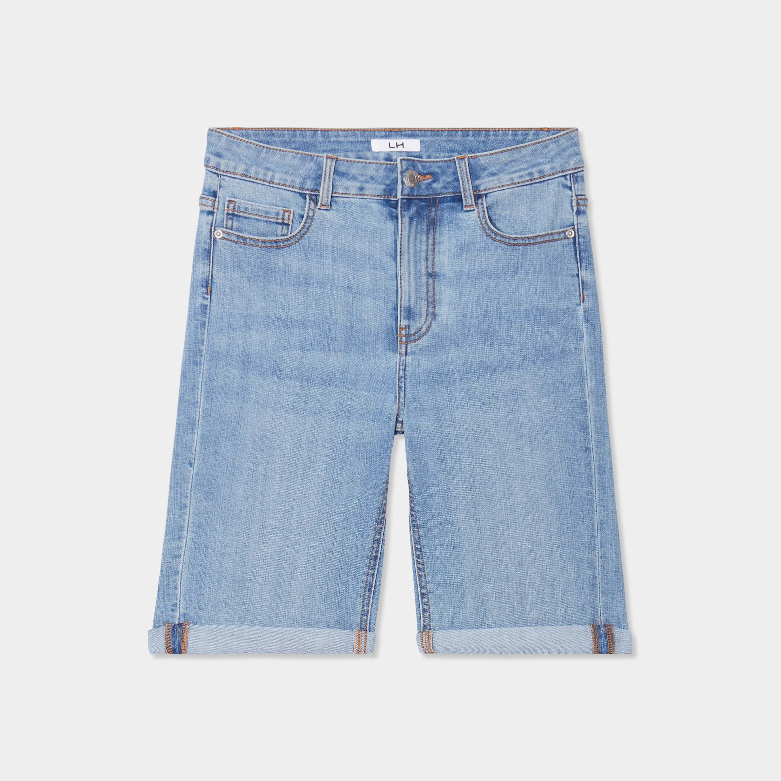 bermuda en jean slim denim double stone femme Bermuda en jean slim denim double stone femme