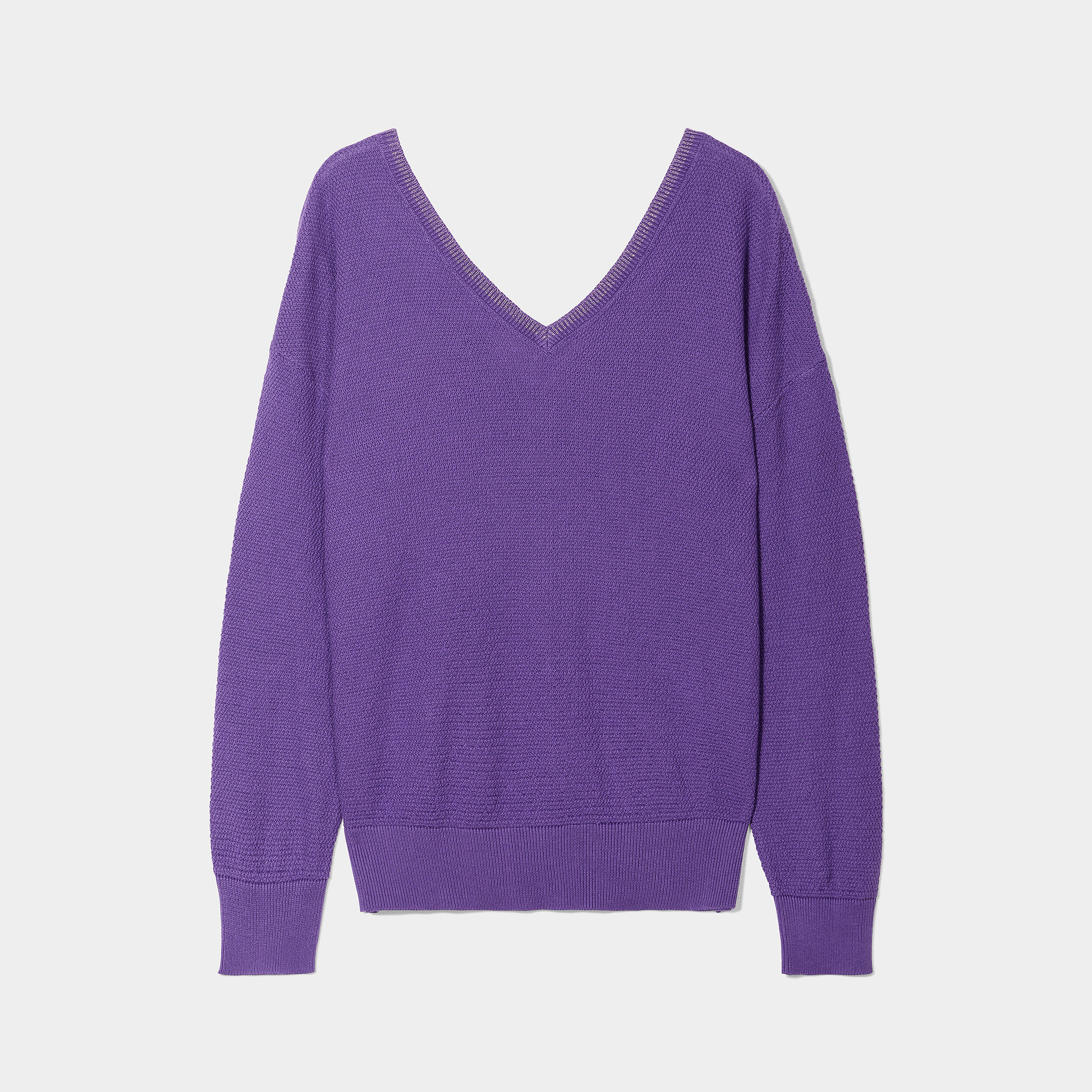 Pull gilet recto-verso col en V violet femme