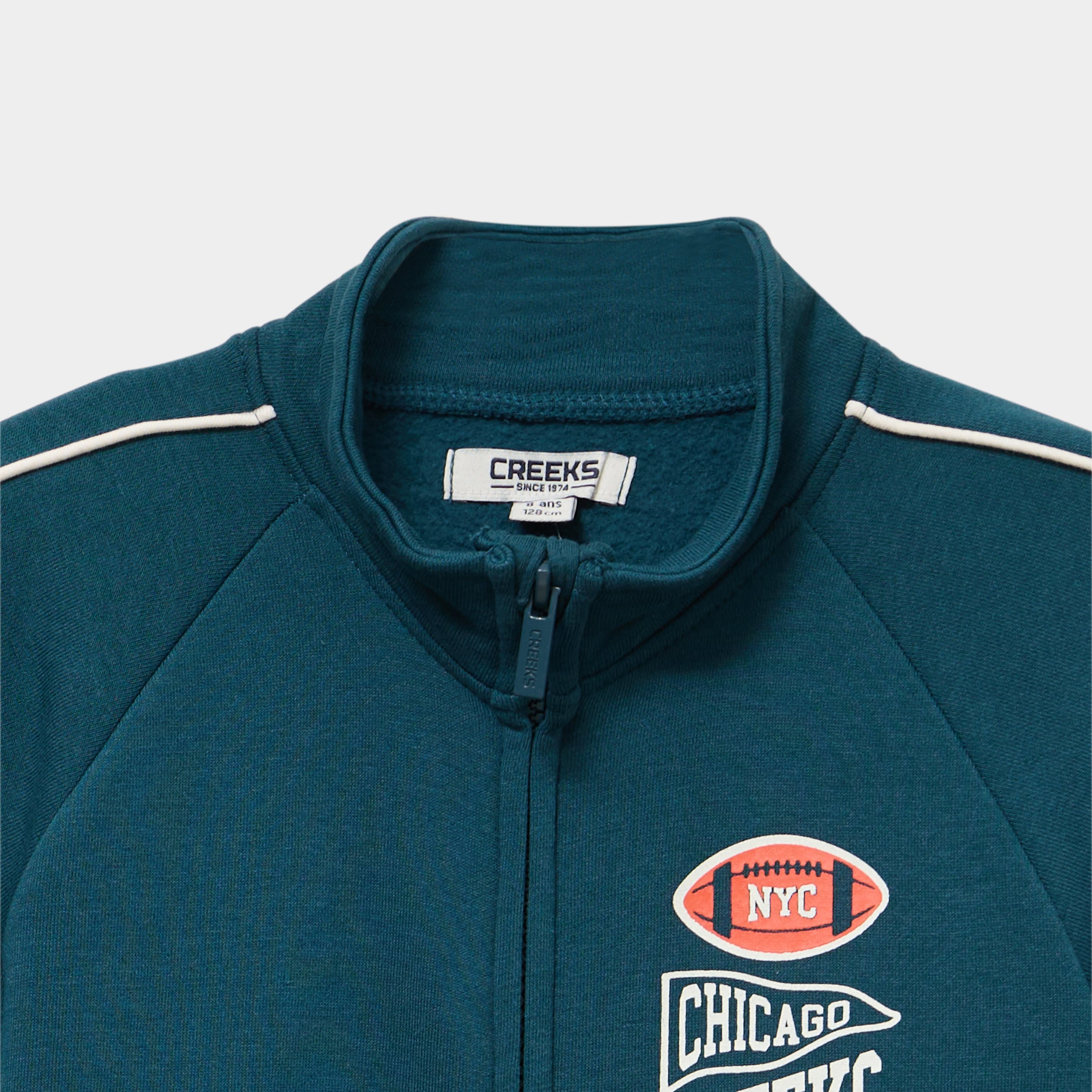 Gilet oversize zipp&eacute; col camionneur bleu canard gar&ccedil;on