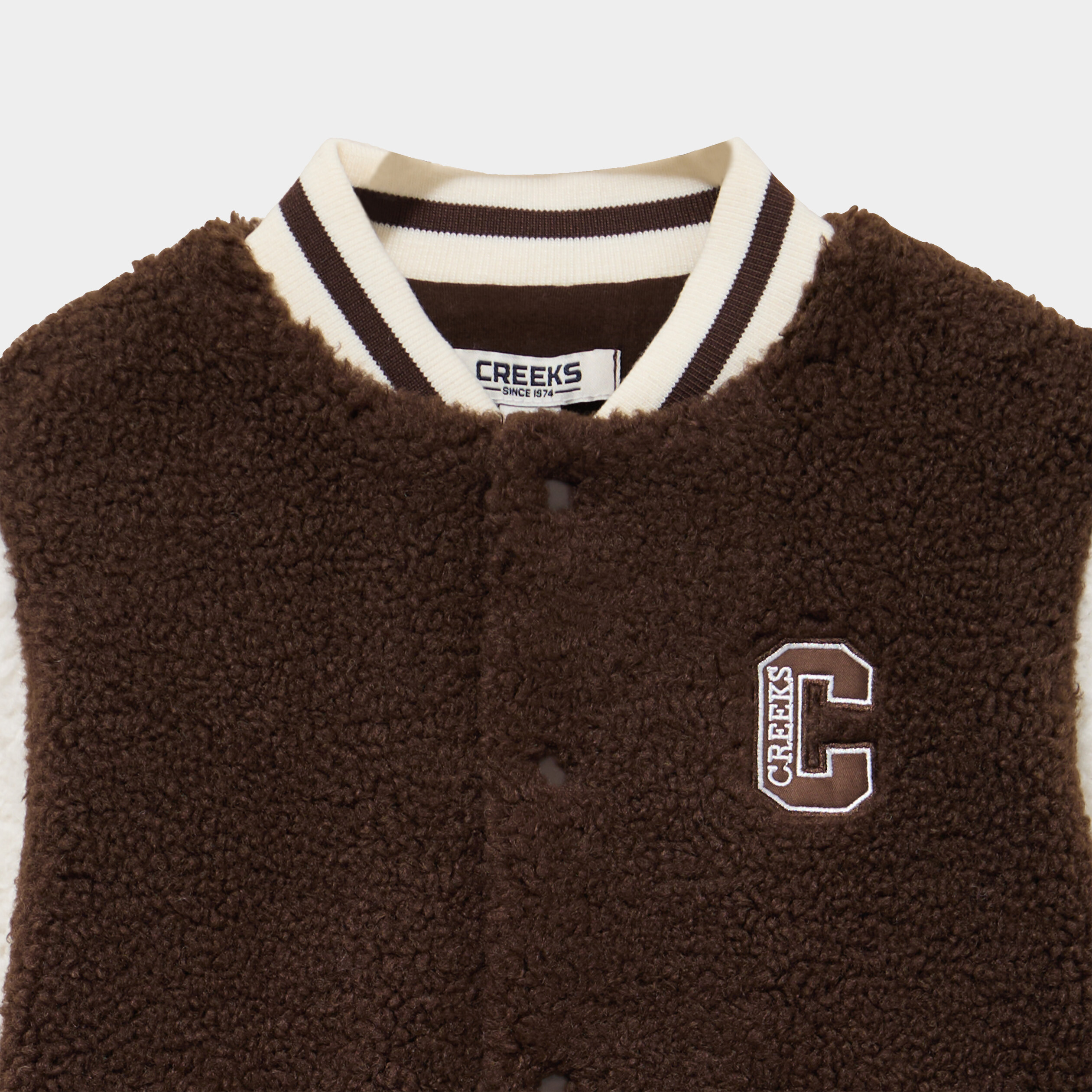 Gilet effet polaire col teddy boutonn&eacute; marron b&eacute;b&eacute; gar&ccedil;on