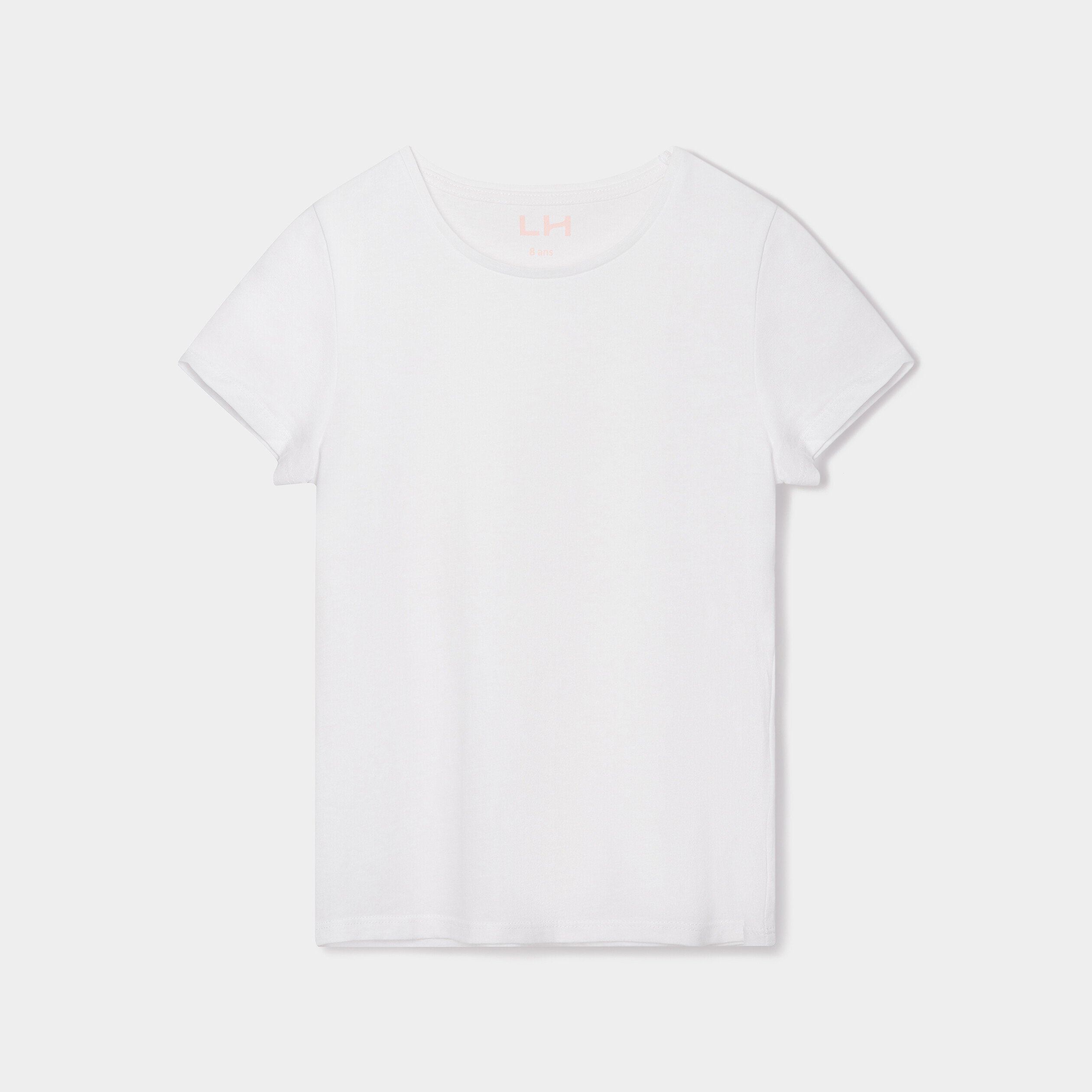 t shirt manches courtes en coton blanc fille T-shirt manches courtes en coton blanc fille