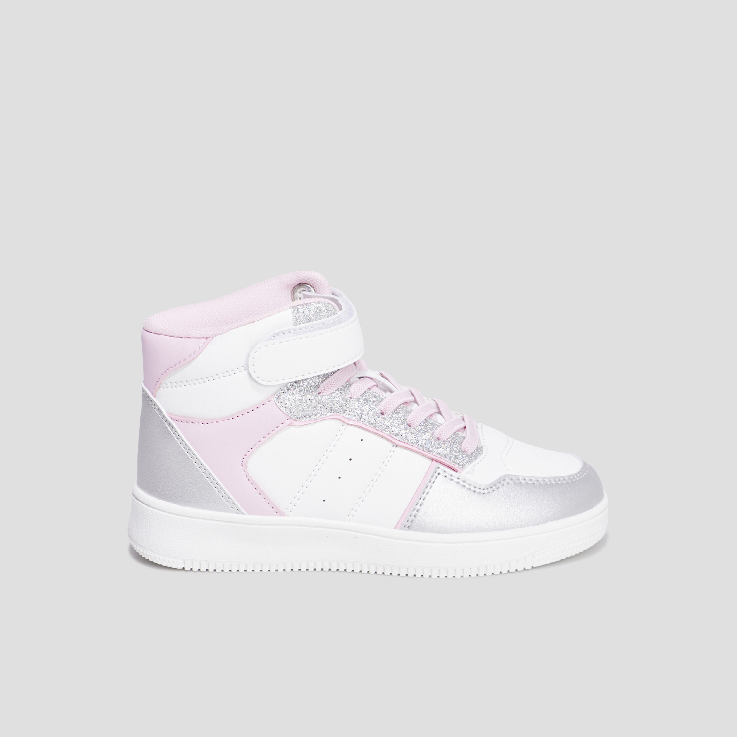 baskets montantes a scratchs iconic gris argent fille Baskets montantes à scratchs Iconic gris argent fille