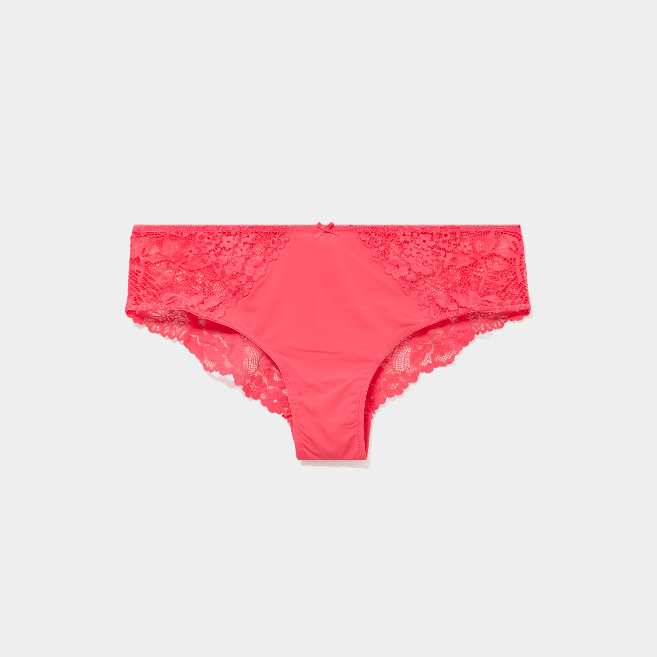 Shorty avec dentelle rouge corail femme
