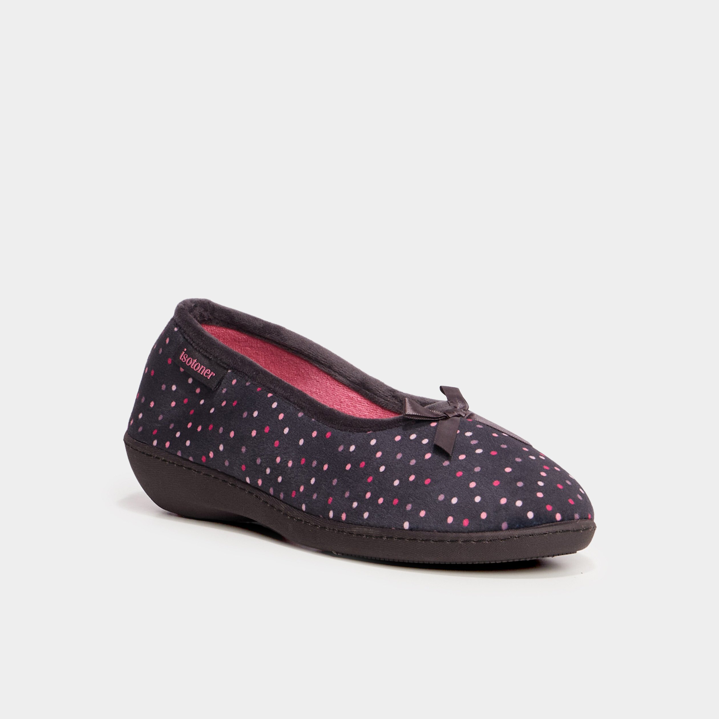 chaussons ballerines aspect velours bleu gris femme Chaussons ballerines aspect velours bleu gris femme