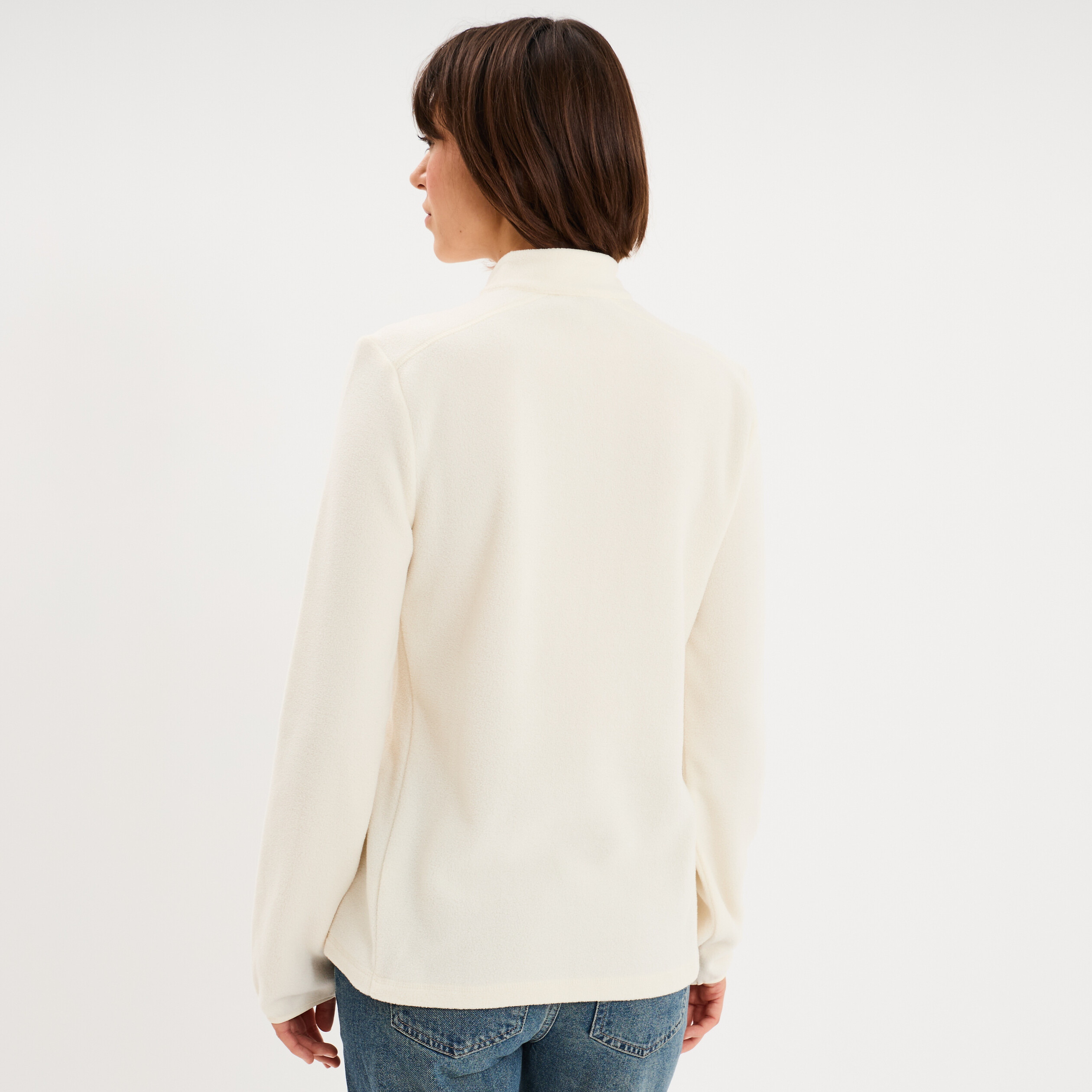 Sweat polaire col camionneur blanc femme