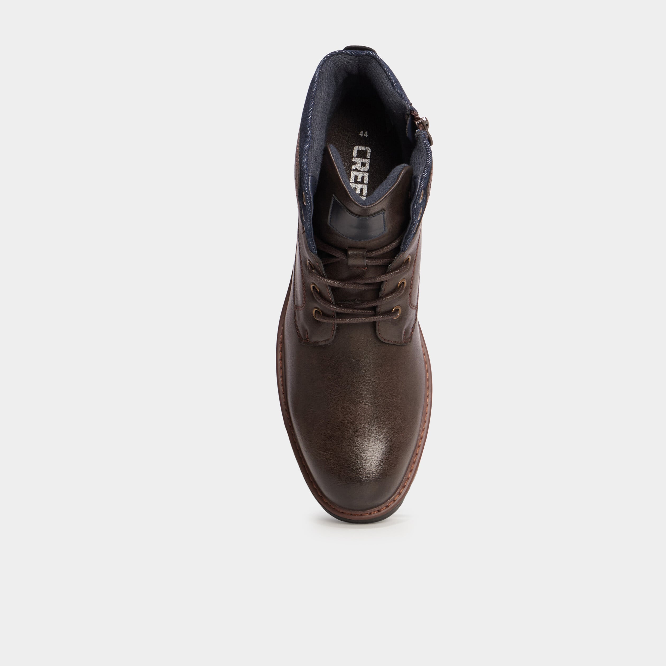 Bottines zipp&eacute;es et crant&eacute;es marron homme
