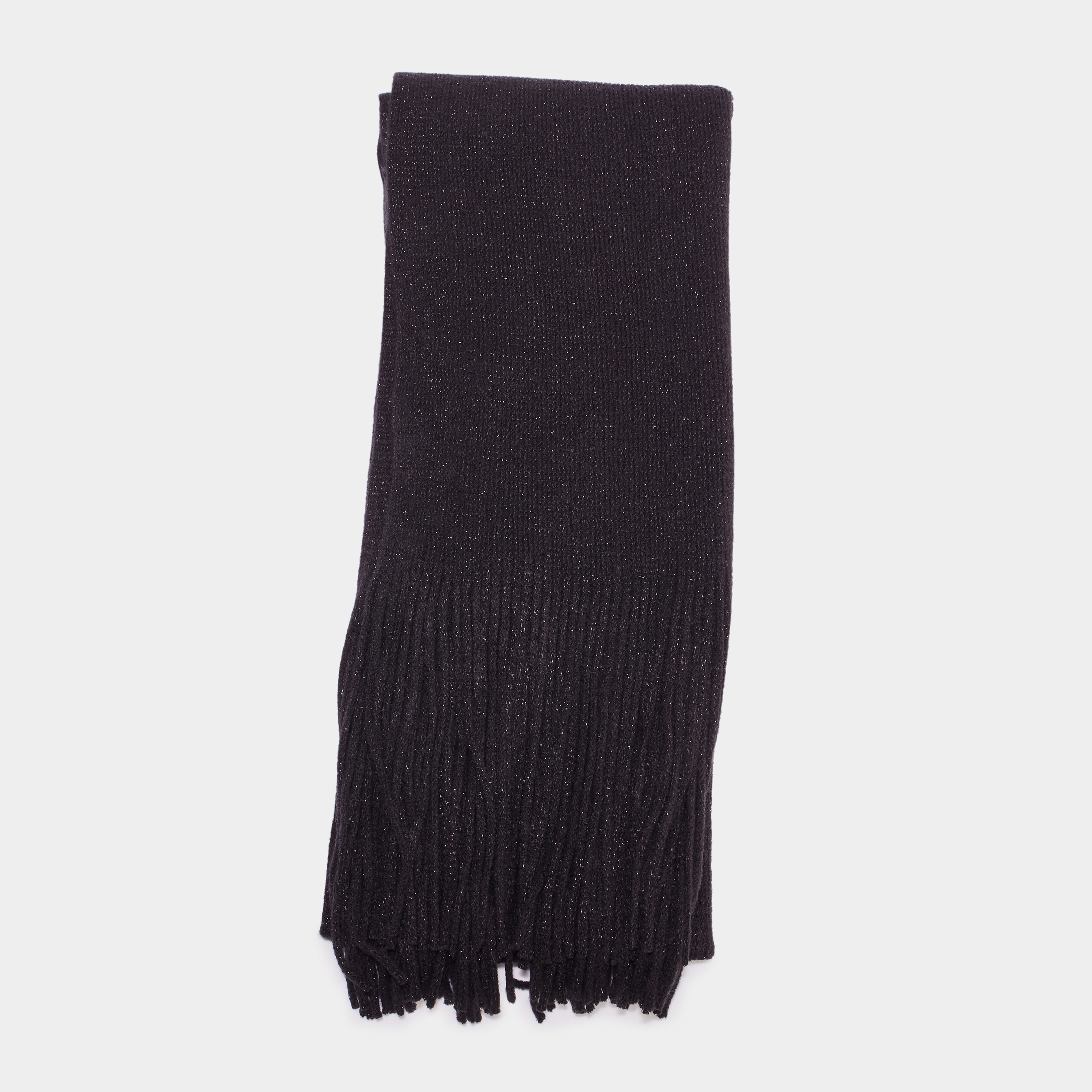 echarpe tricotee a franges noir femme Écharpe tricotée à franges noir femme