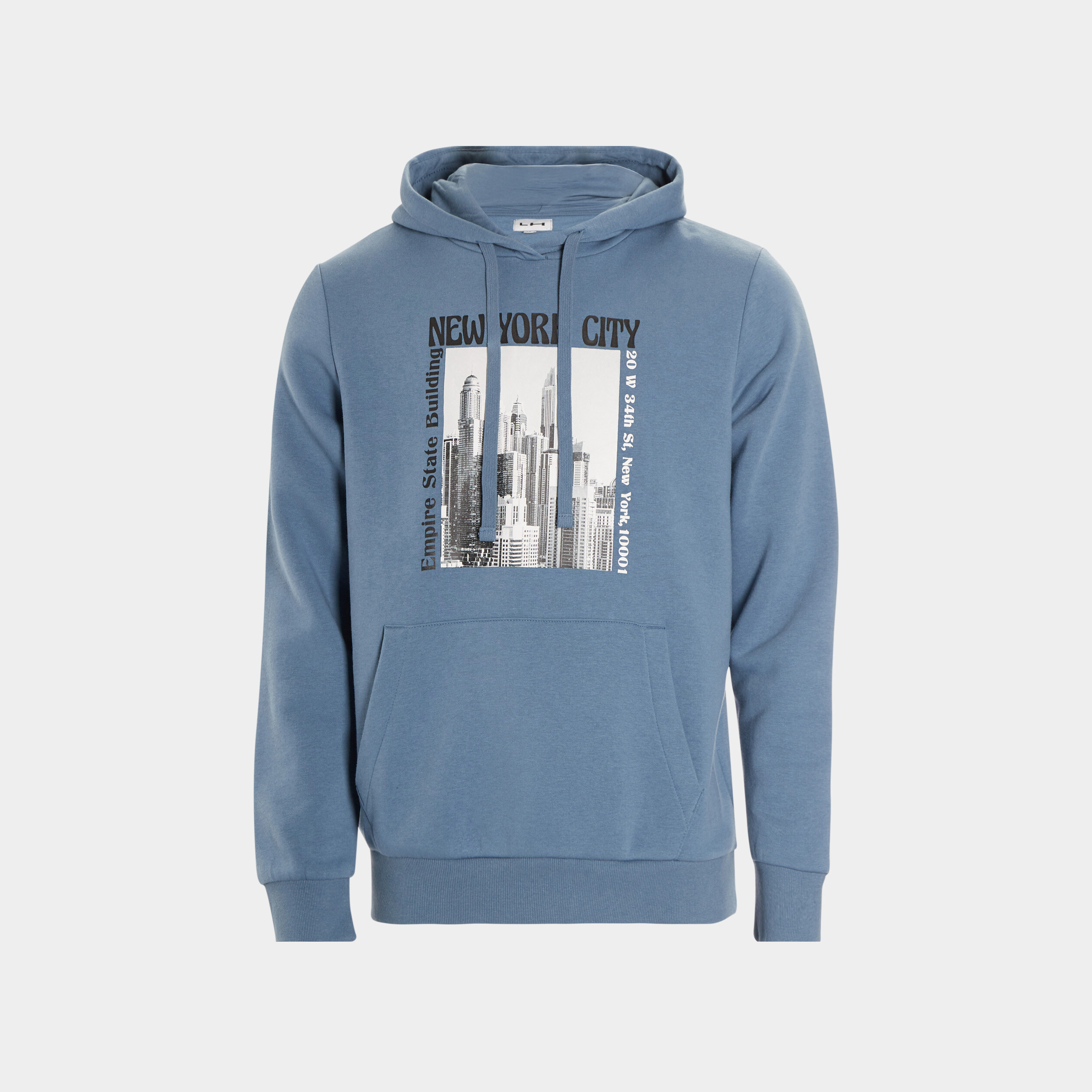 Sweat à capuche hoodie bleu gris homme
