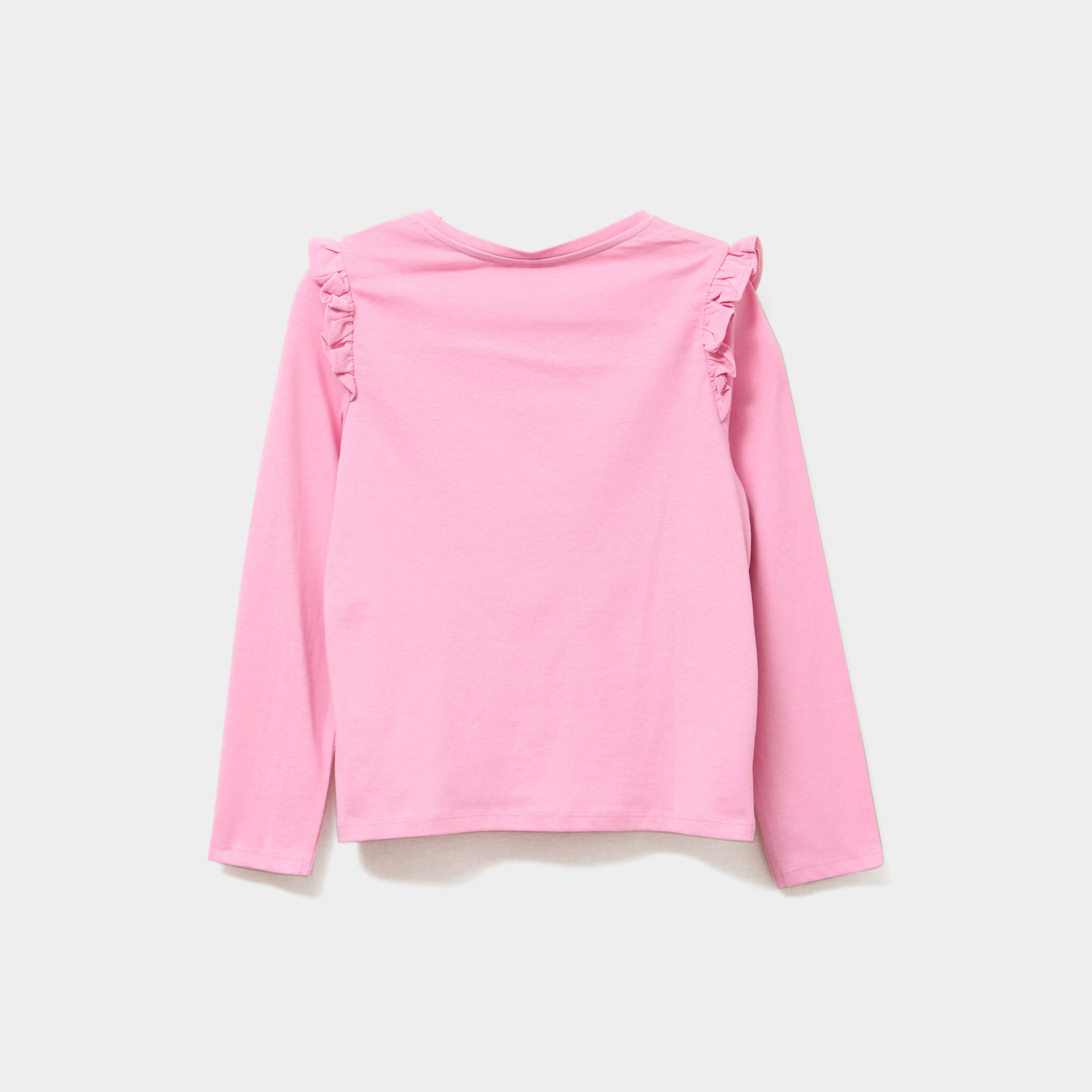 t shirt volants et sequins coton rose fille T-shirt volants et sequins coton rose fille