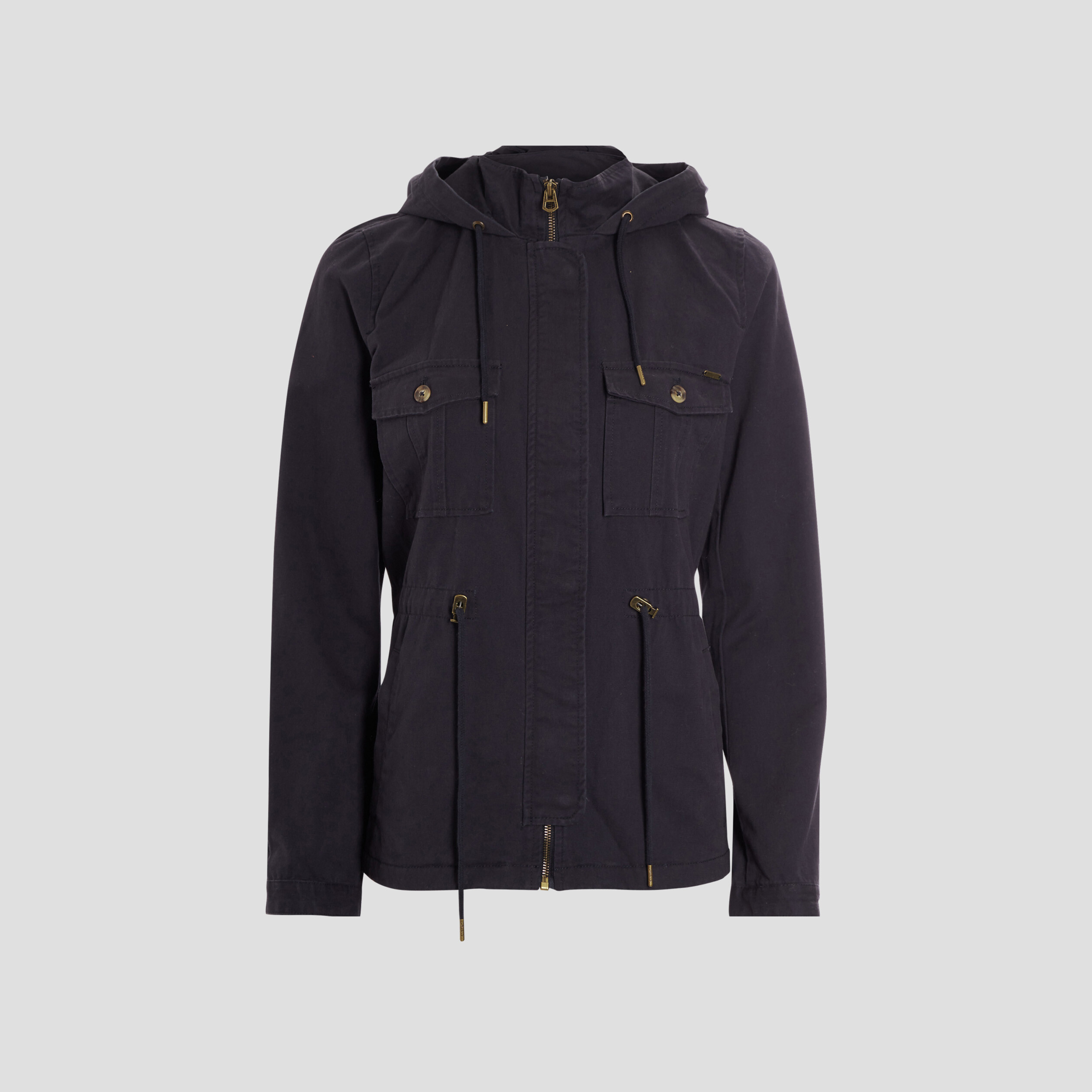 blouson droit a capuche bleu marine femme Blouson droit à capuche bleu marine femme