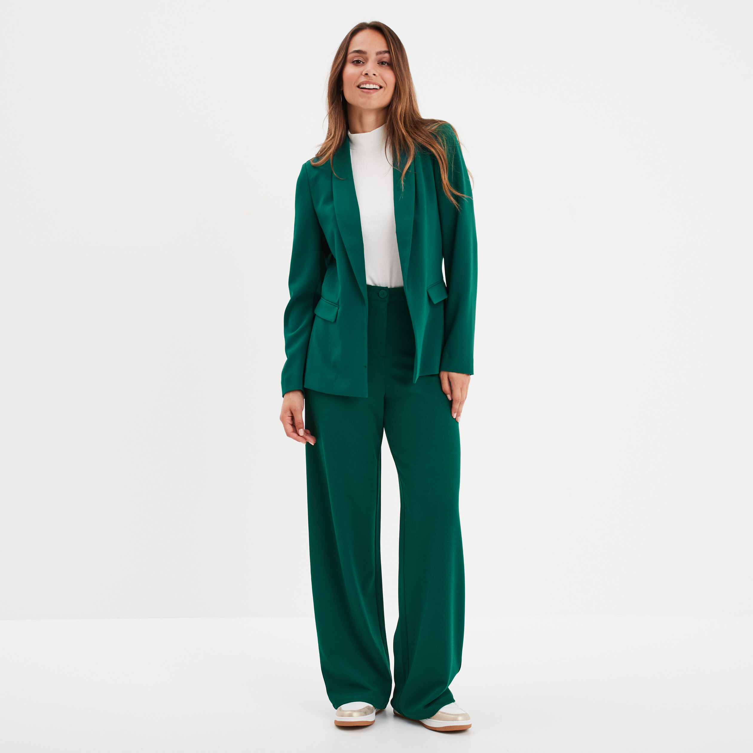 Veste tailleur col chale vert fonce femme