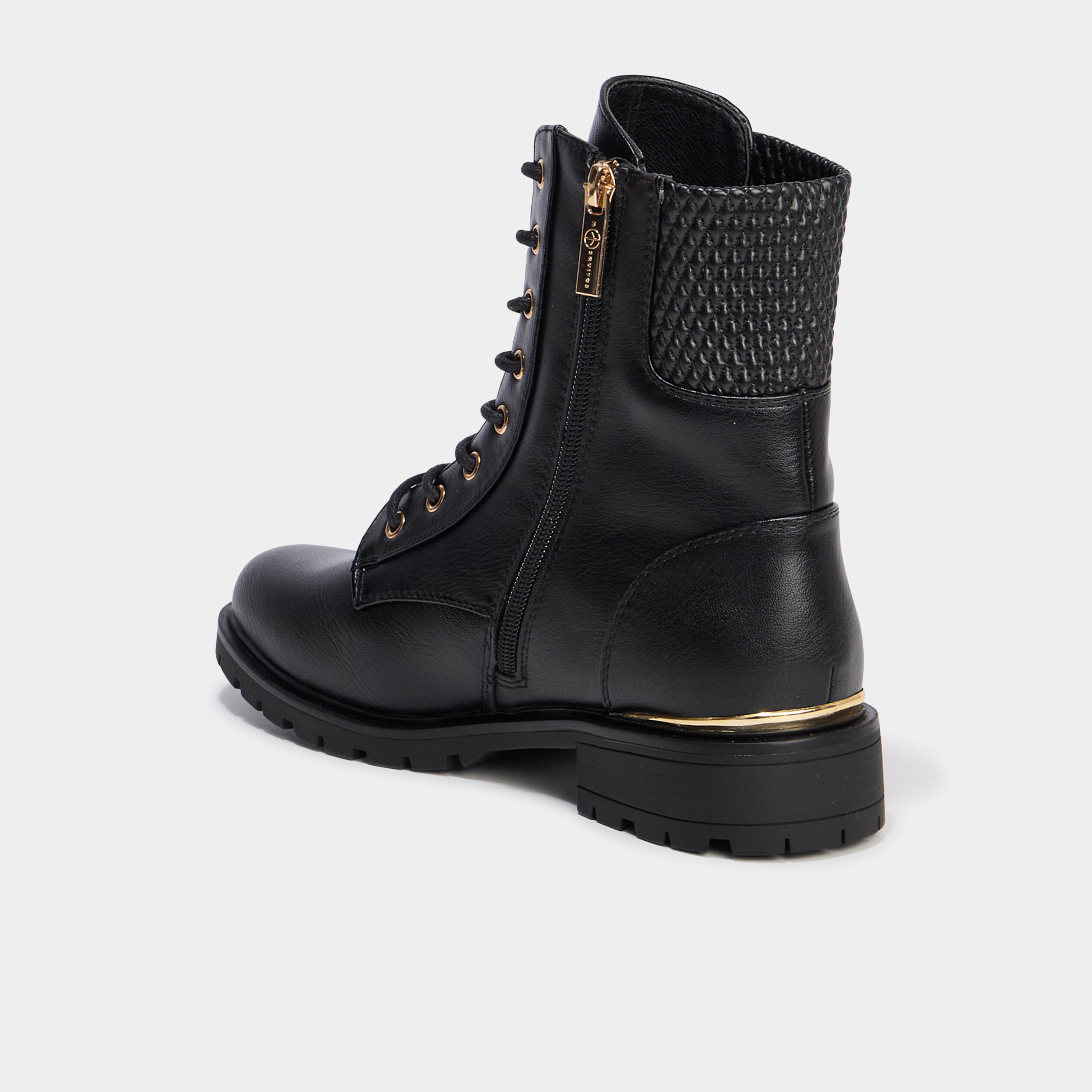 Boots &agrave; lacets et talons noir femme