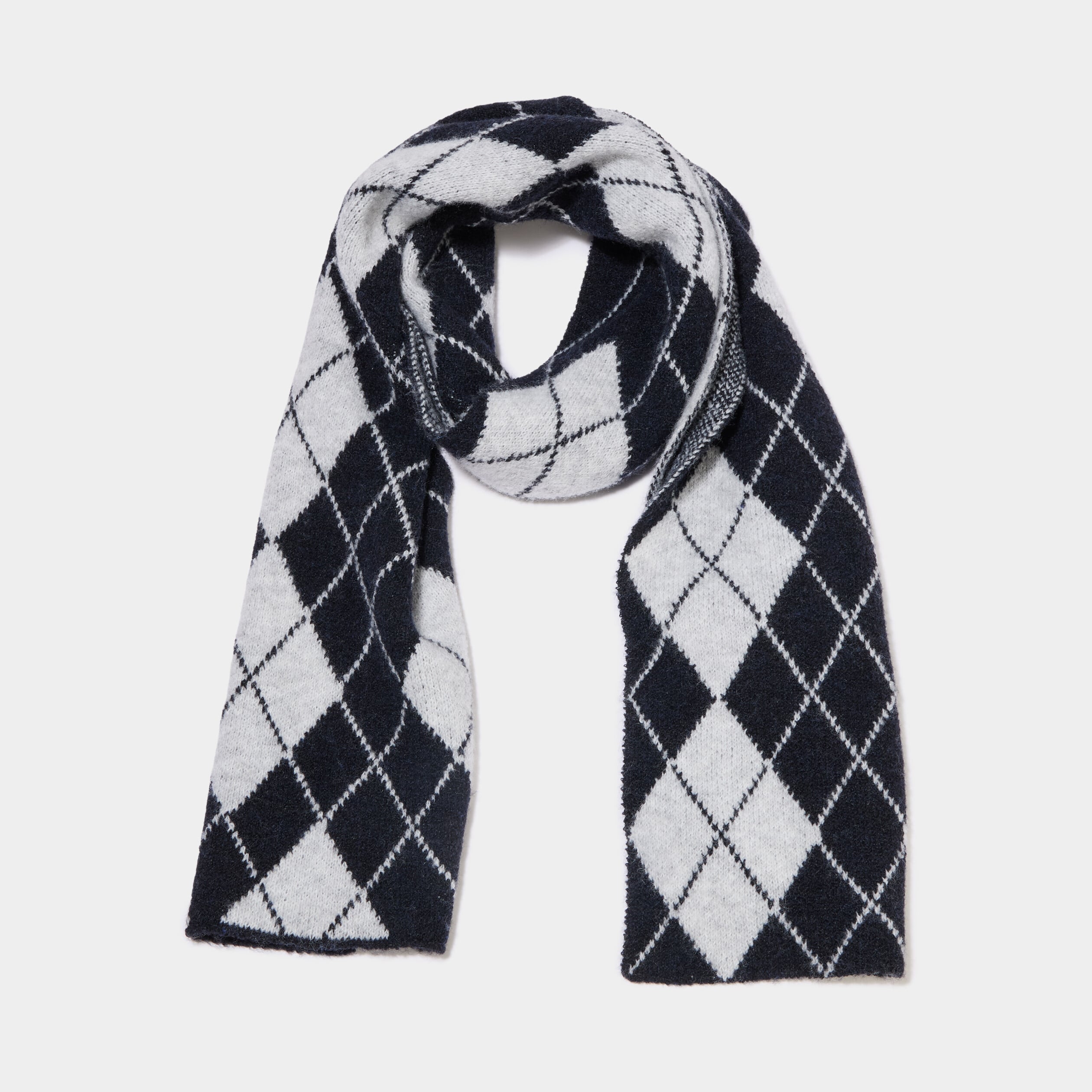 &Eacute;charpe motif losange gris fonc&eacute; femme