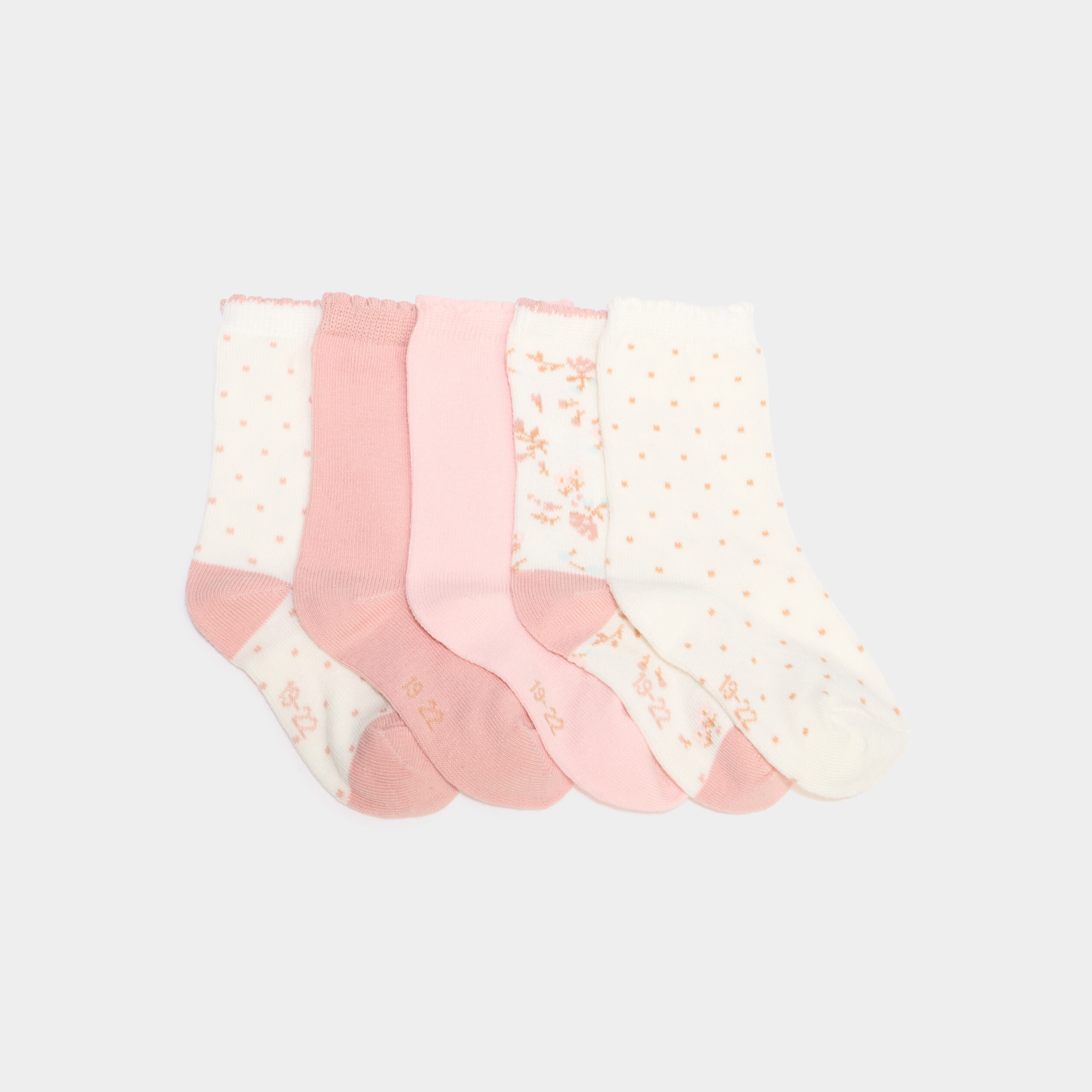 Lot 5 paires chaussettes rose b&eacute;b&eacute; fille