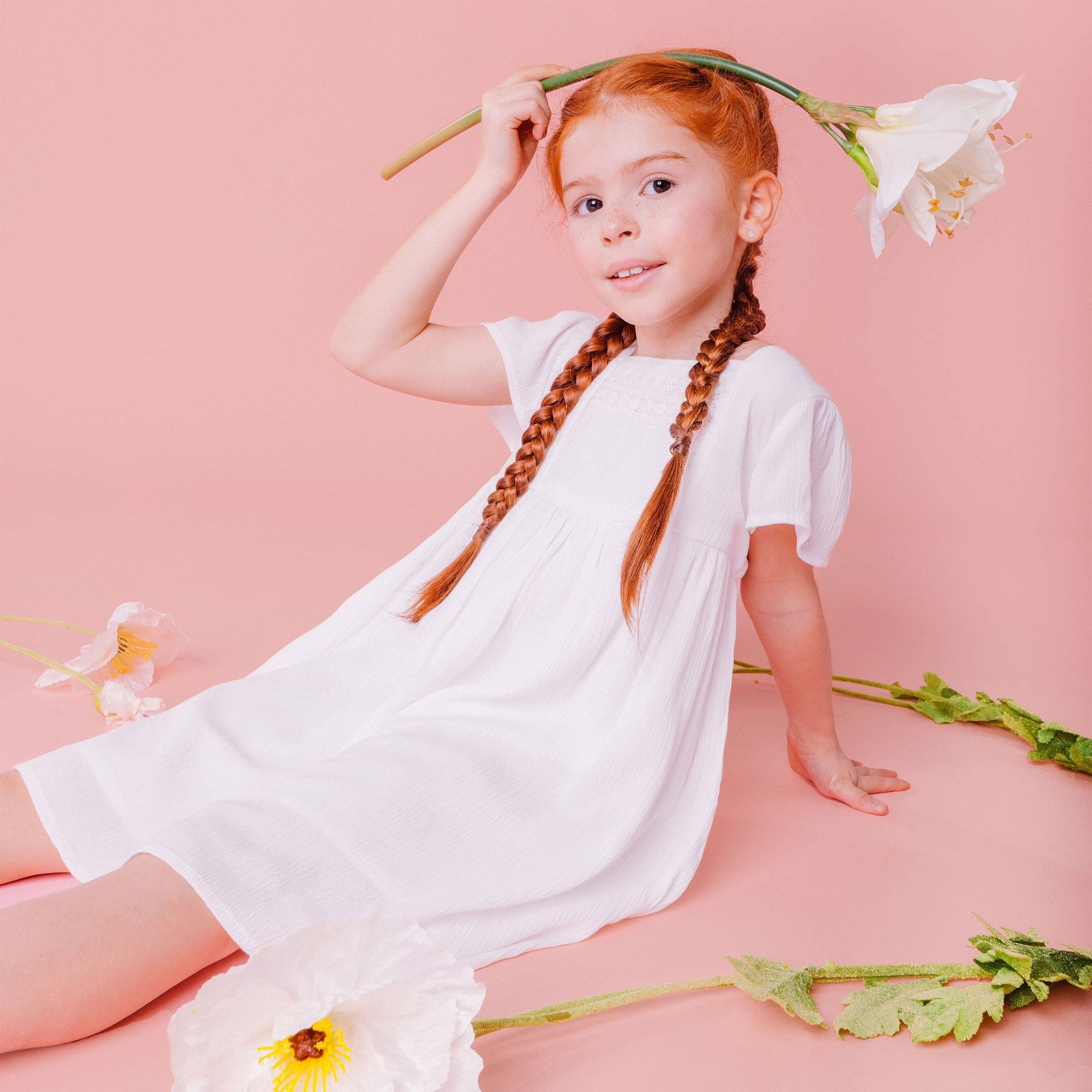 robe manches courtes doublee coton ivoire fille Robe manches courtes doublée coton ivoire fille