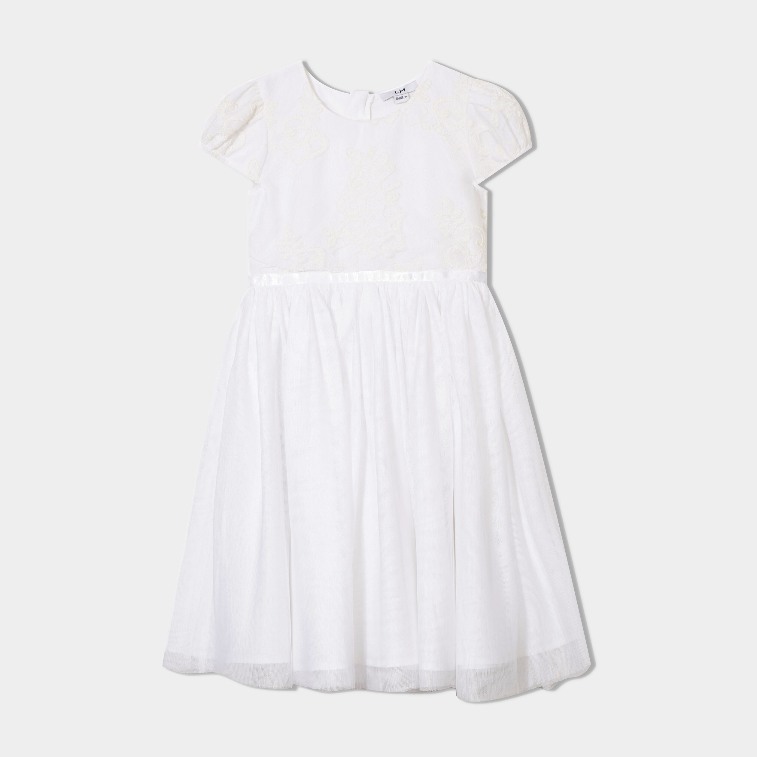 robe avec dentelle et bas en tulle blanc fille Robe avec dentelle et bas en tulle blanc fille