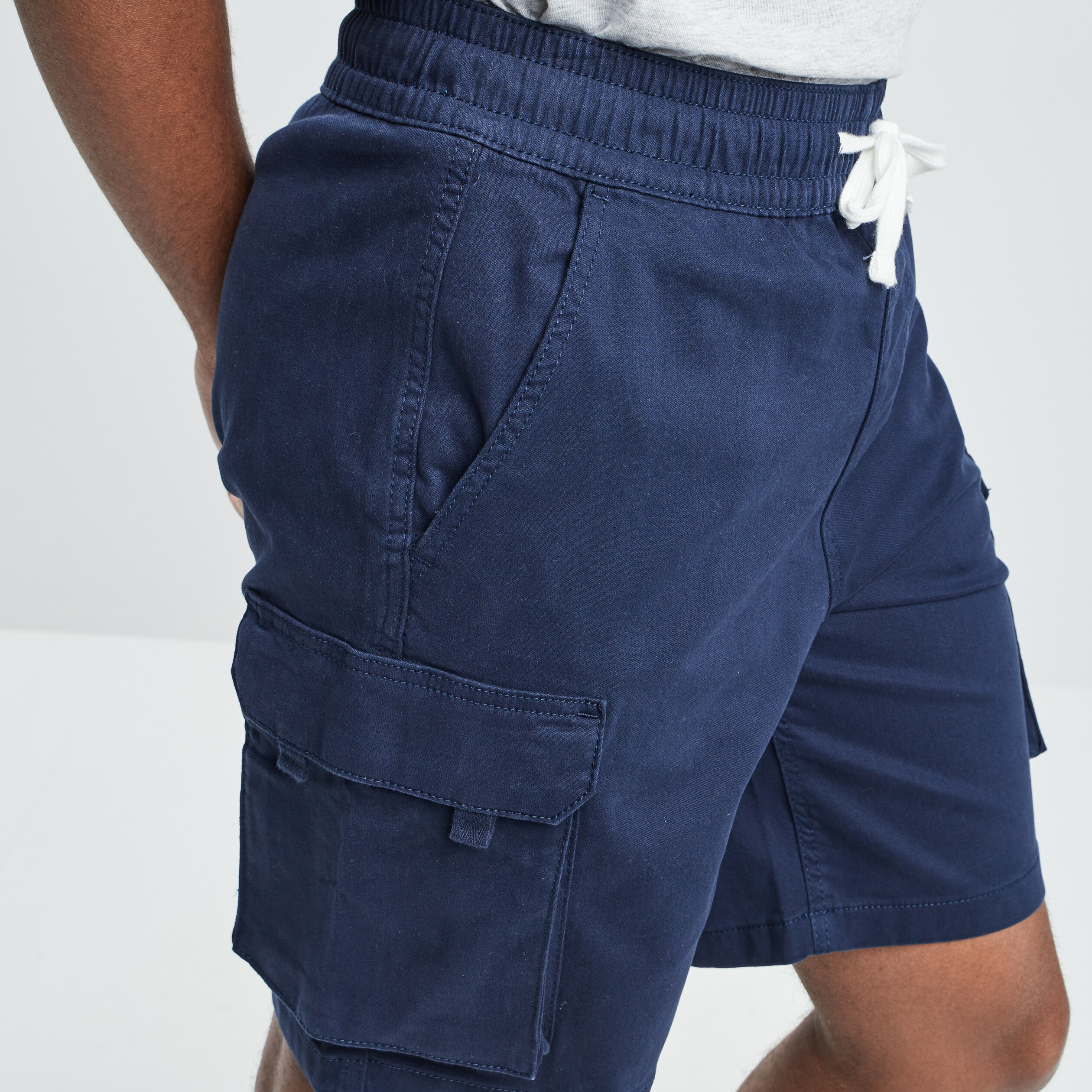 Bermuda long cargo homme - bleu