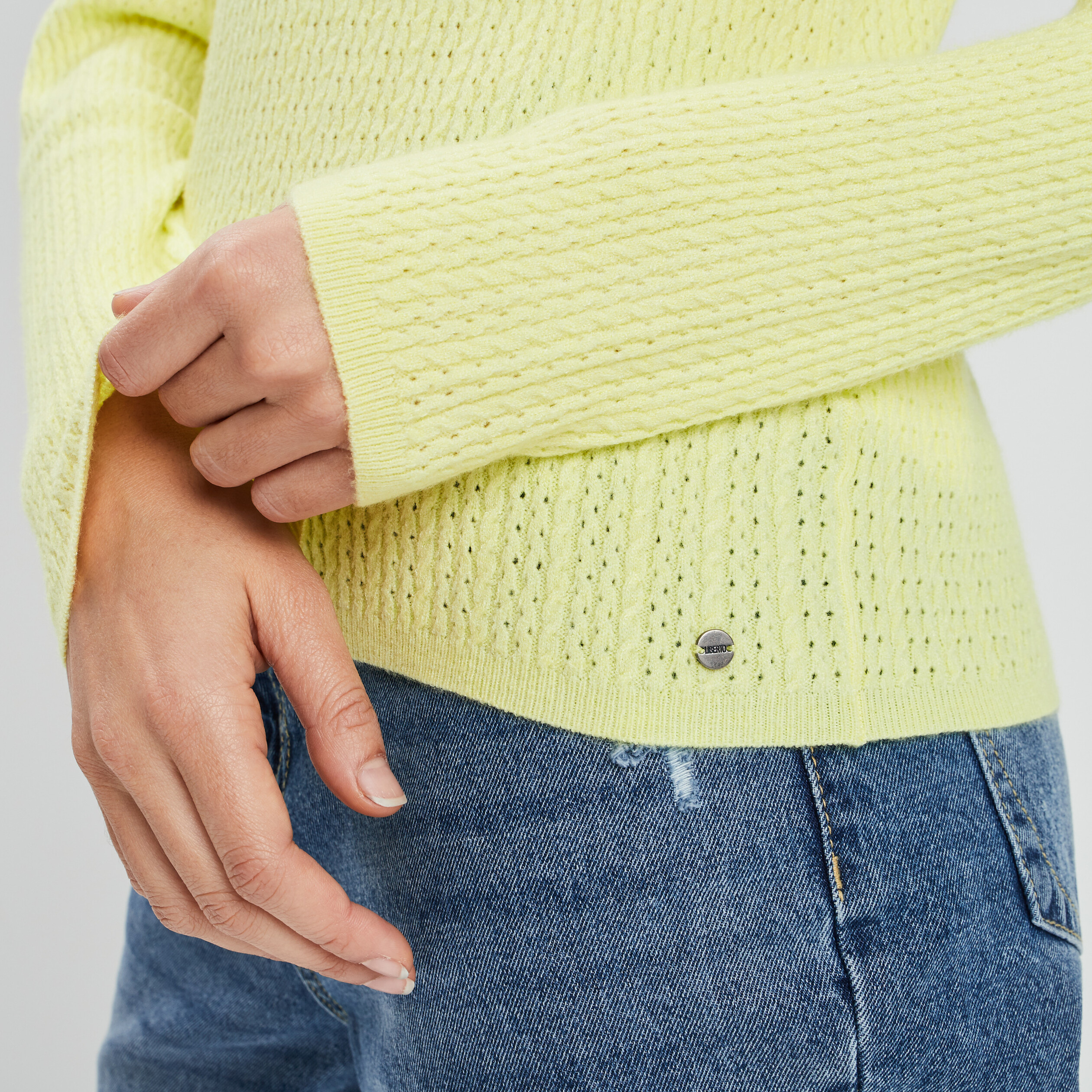 pull manches longues liberto jaune clair femme Pull manches longues Liberto jaune clair femme