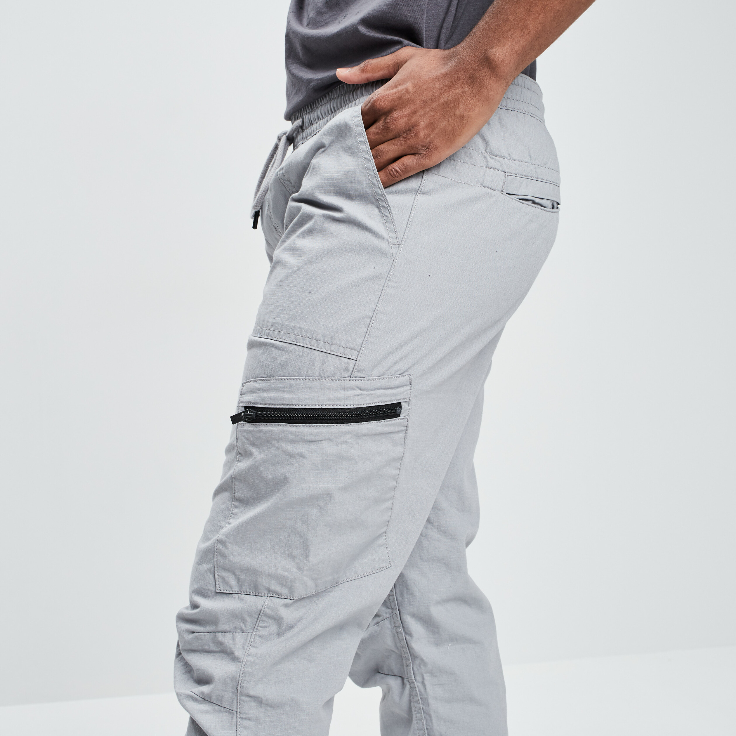 Pantalon cargo à coulisse gris homme