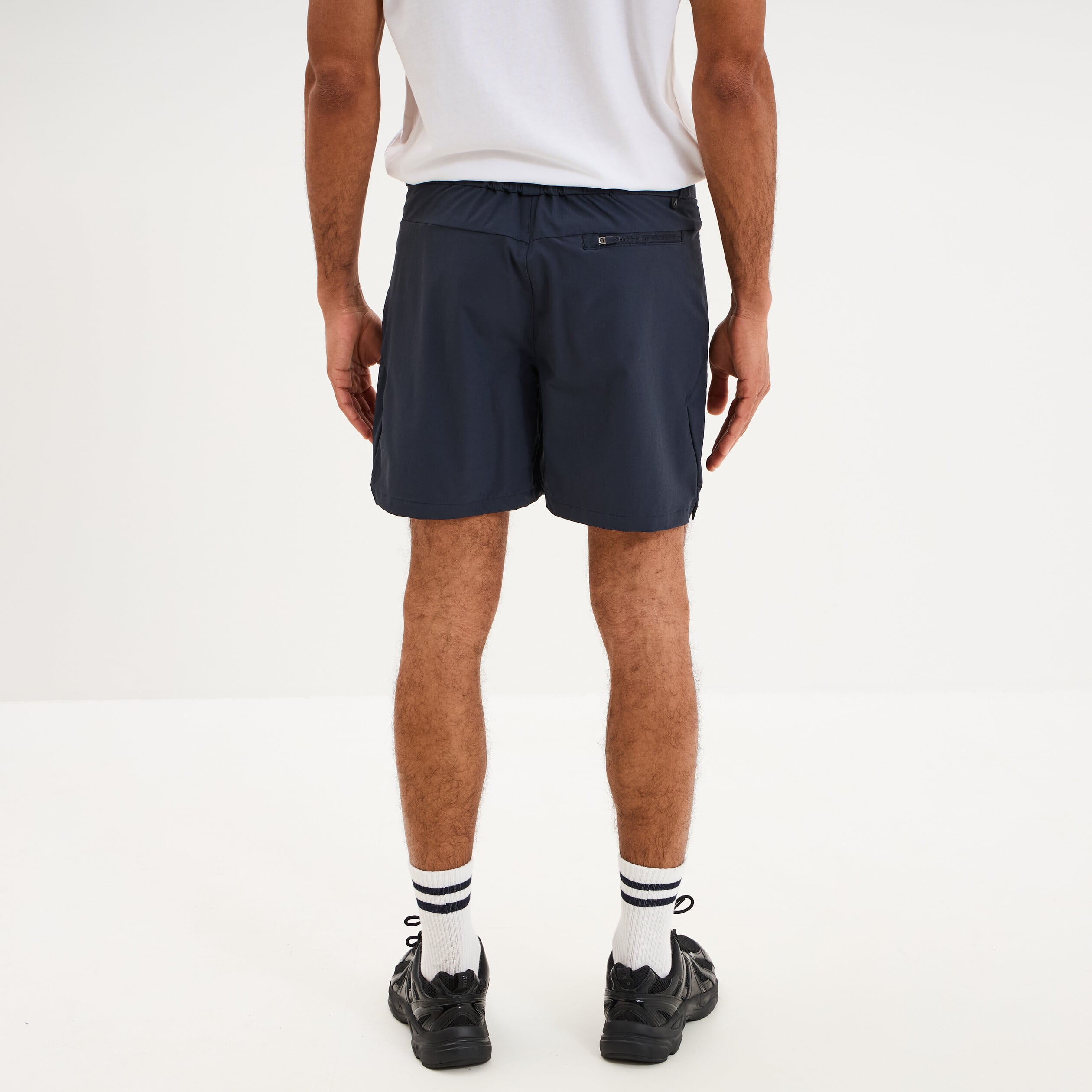 Short droit stretch poches zipp&eacute;es gris fonc&eacute; homme