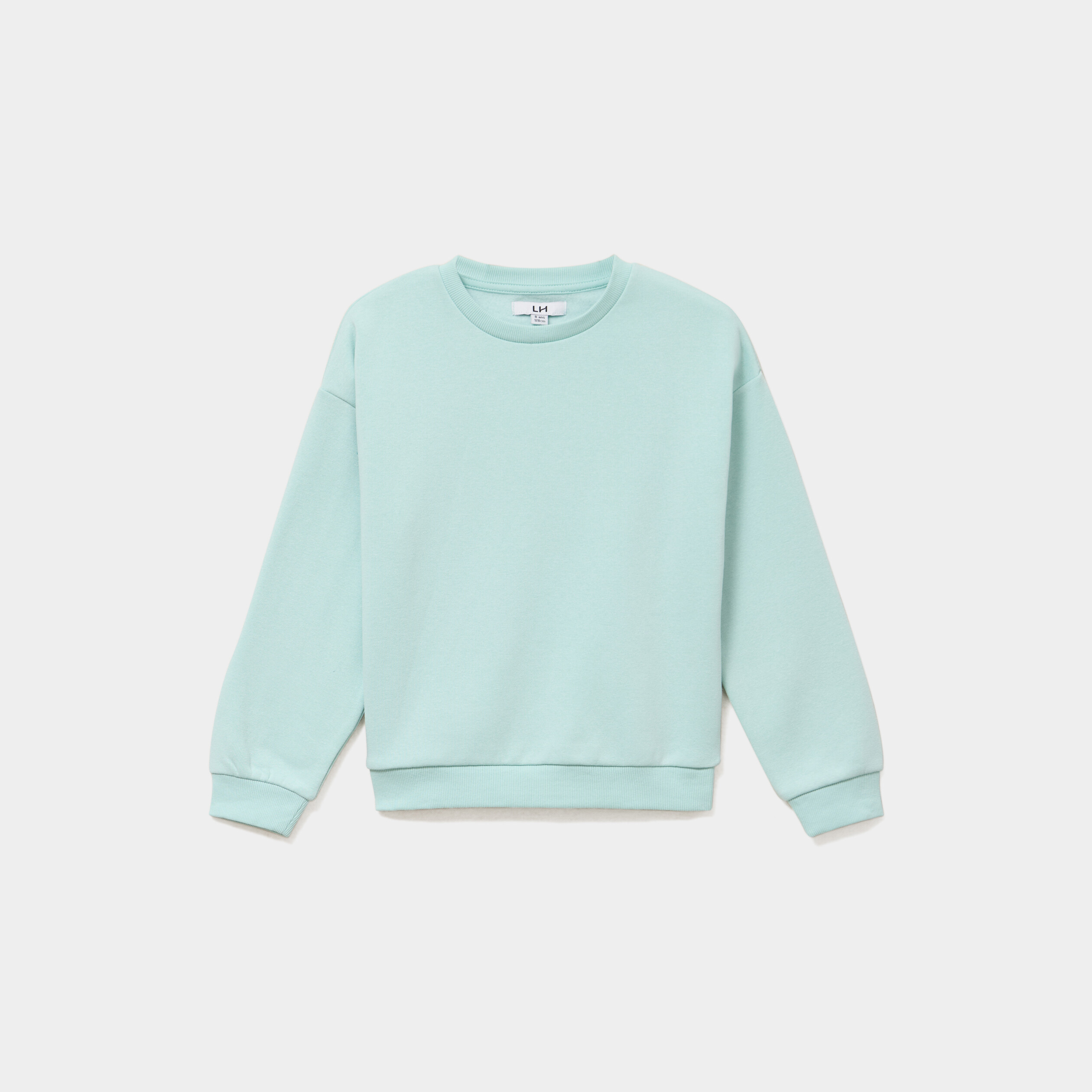 Sweat col rond manches longues bleu turquoise fille