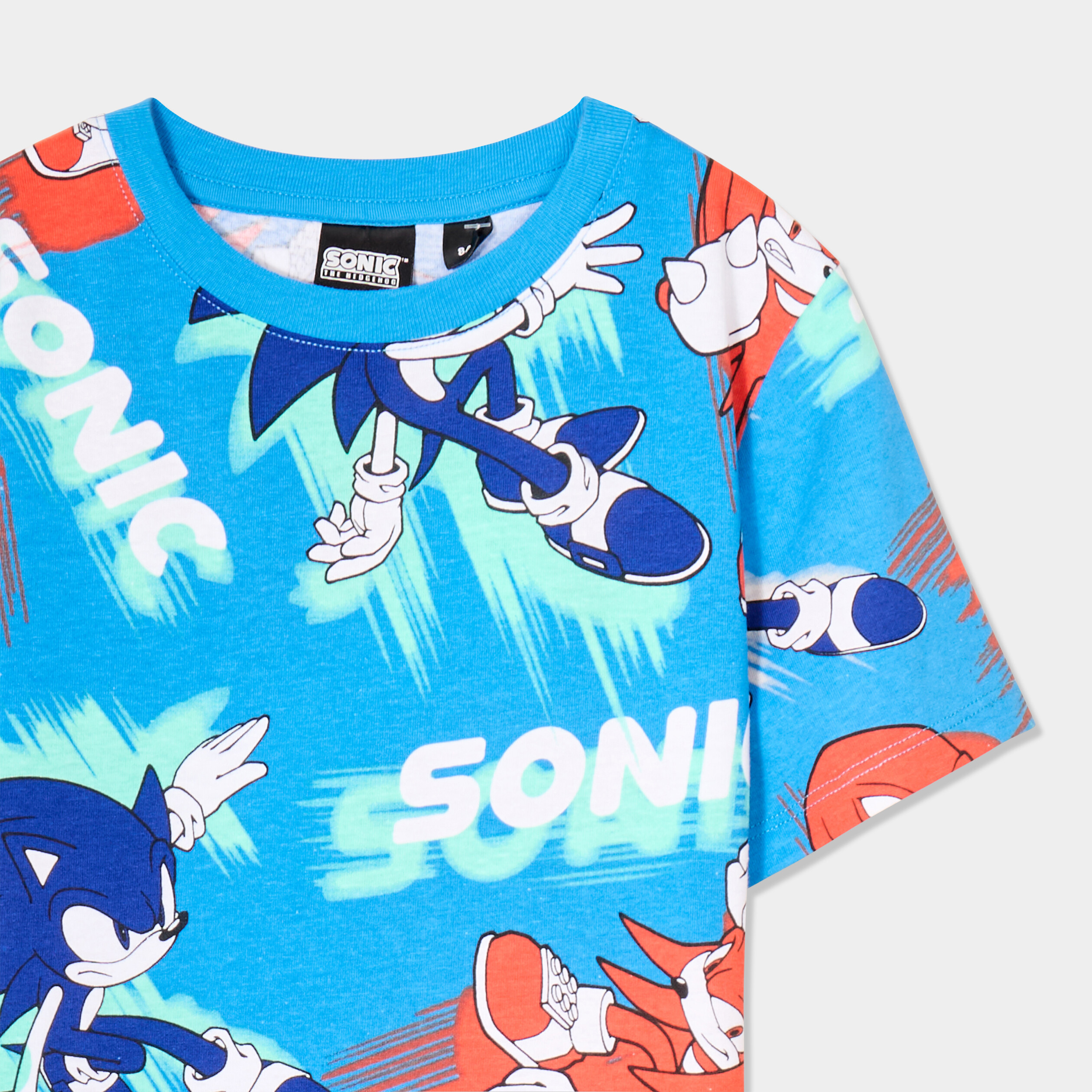 t shirt manches courtes coton sonic bleu garcon T-shirt manches courtes coton Sonic bleu garçon