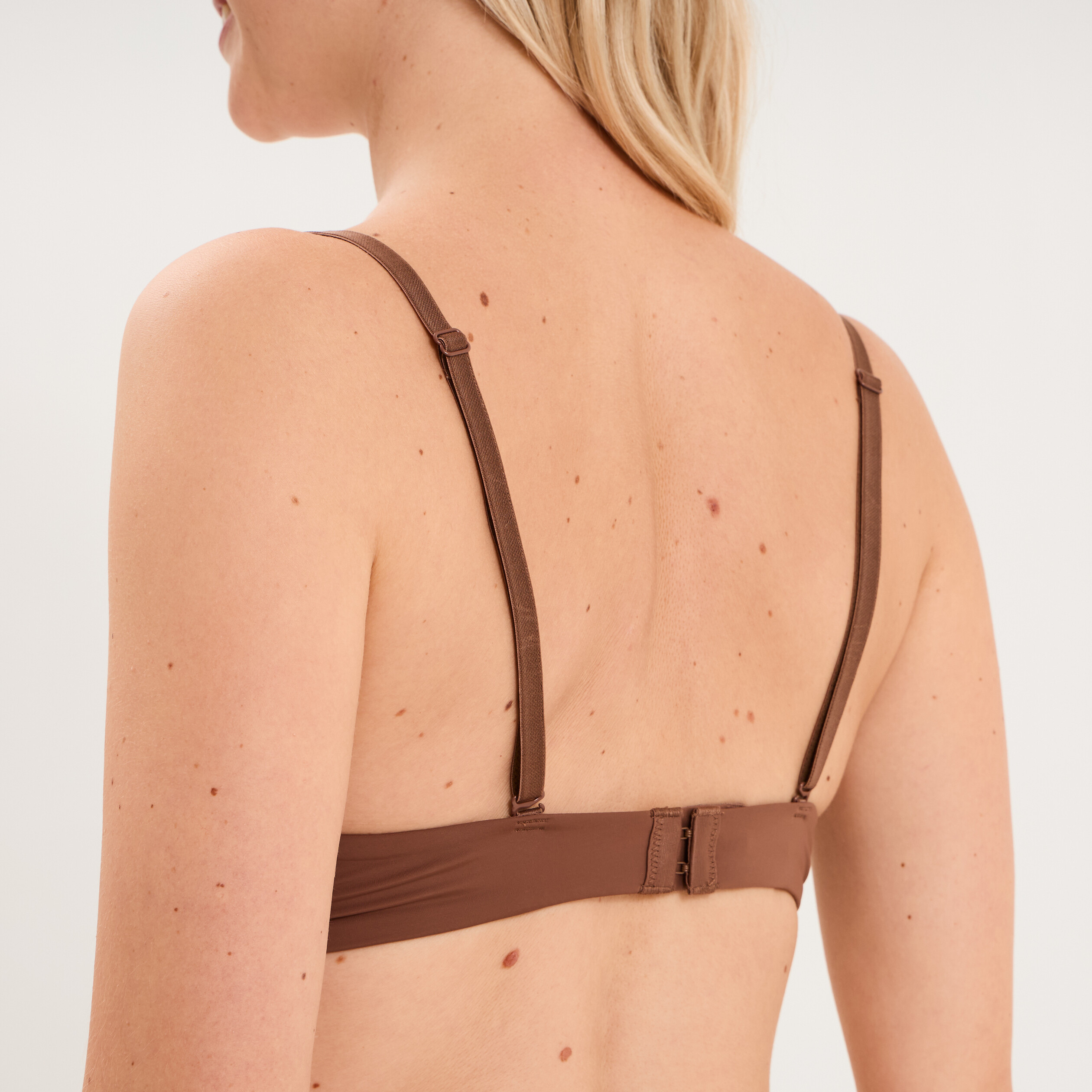 Soutien-gorge triangle bretelles fines marron femme