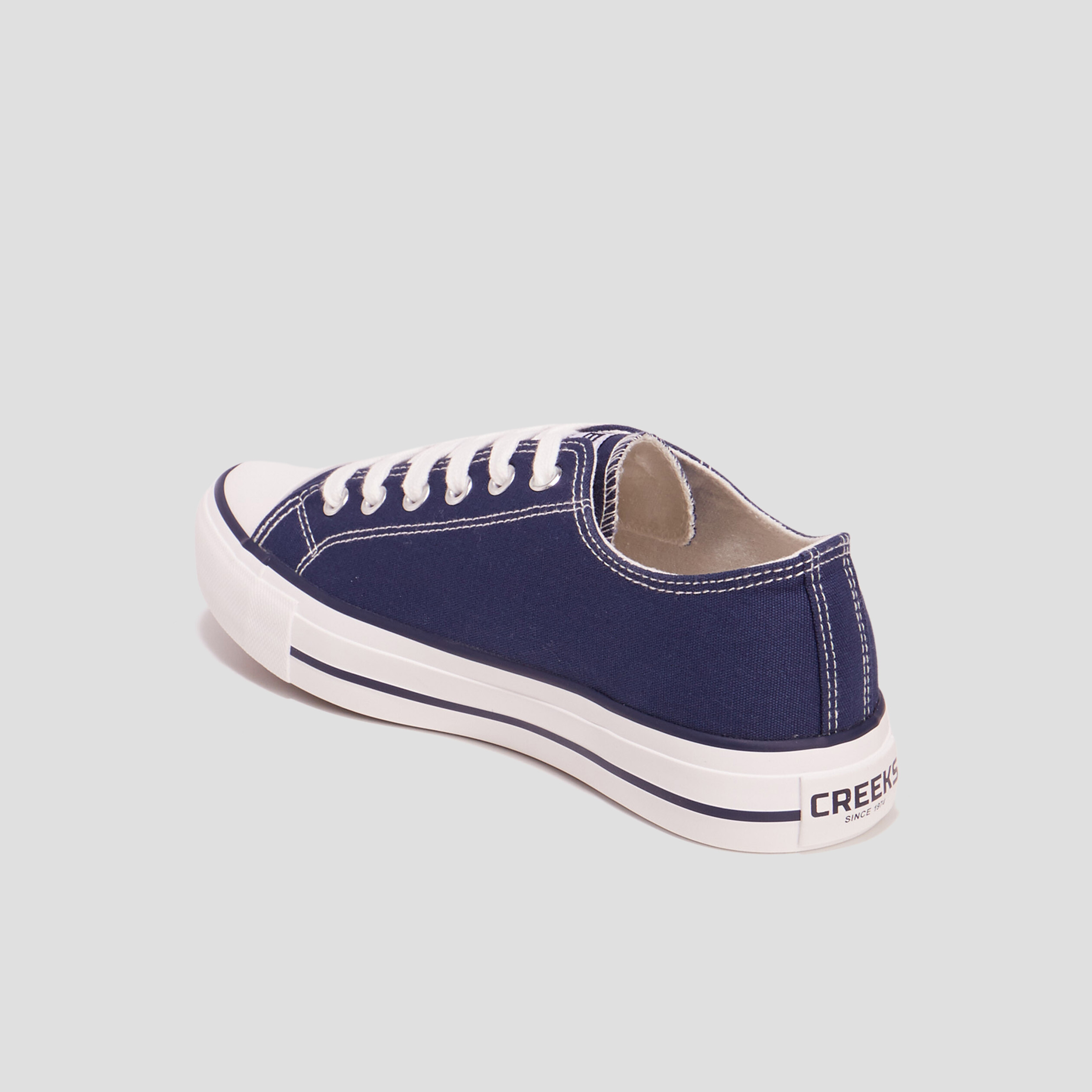Tennis en toile &agrave; lacets bleu marine femme