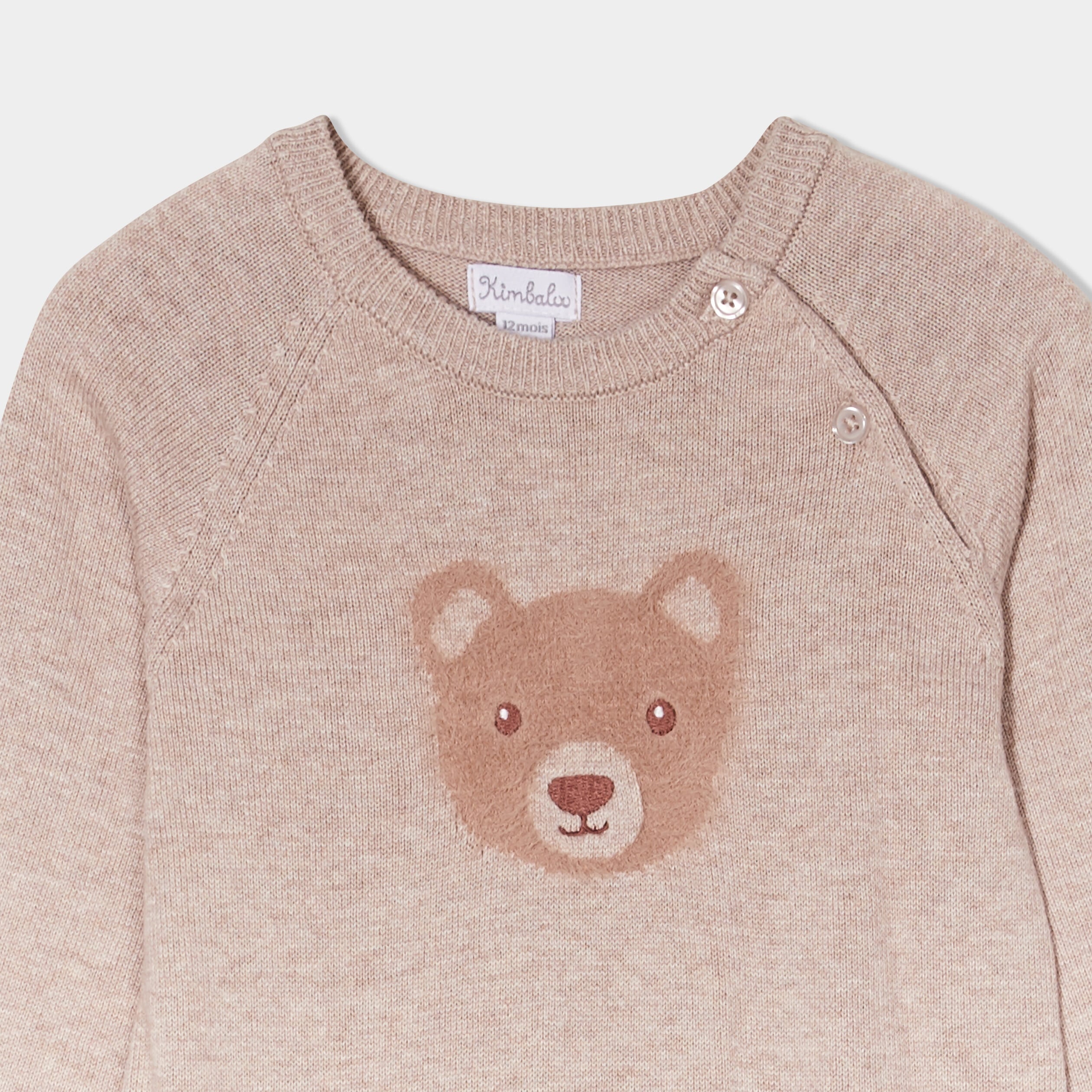 Combinaison tricot coton Kimbaloo taupe b&eacute;b&eacute;