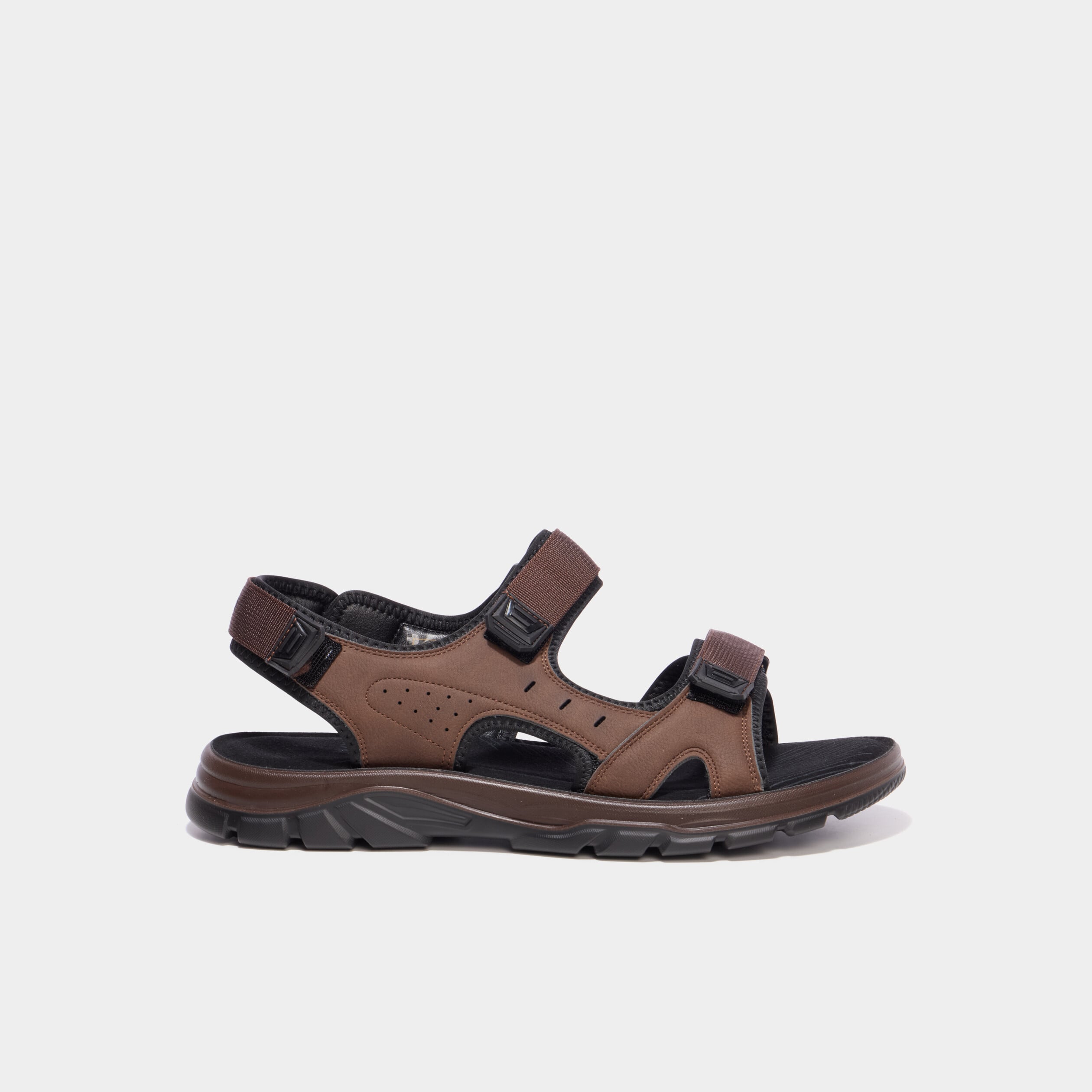 Sandales &agrave; scratchs marron homme