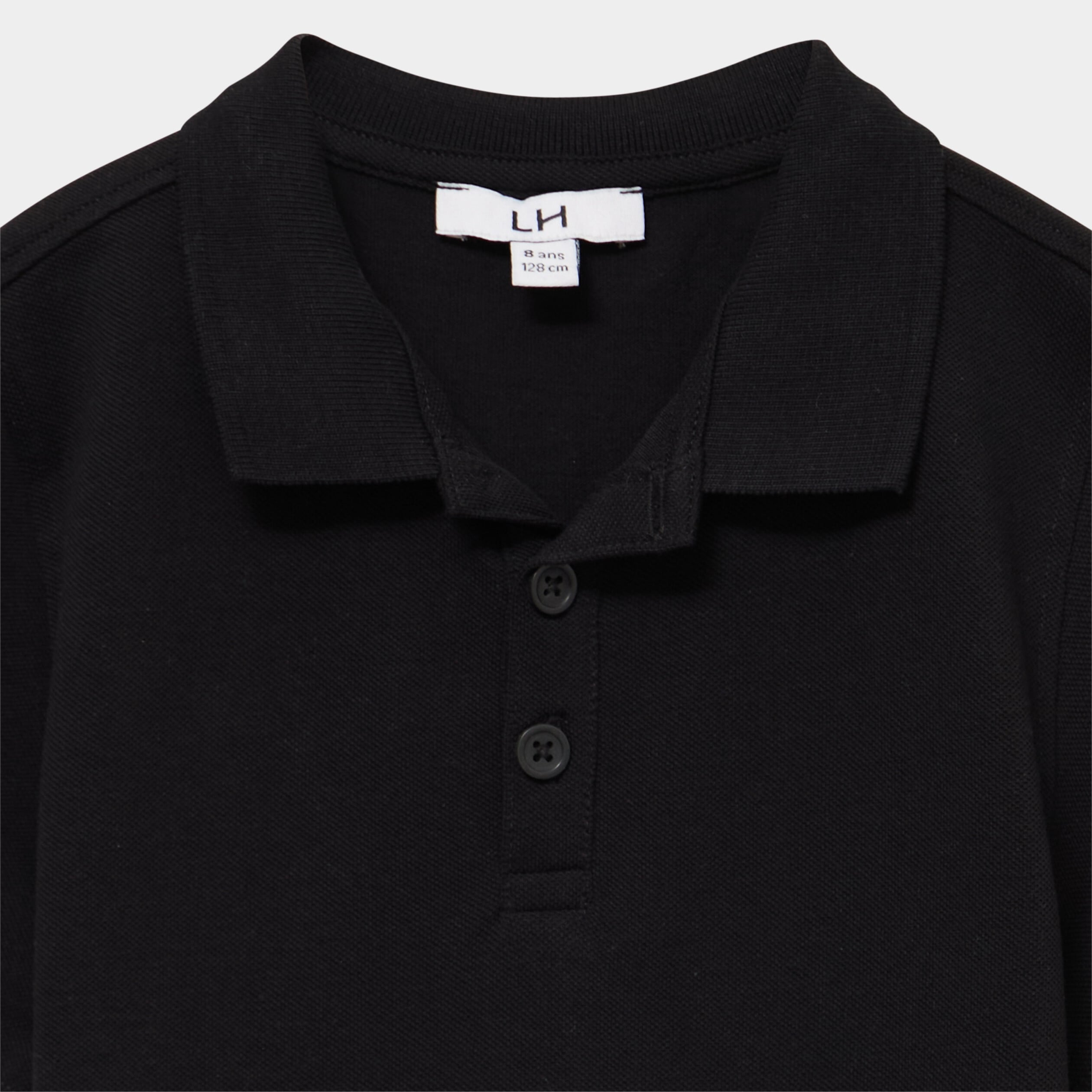 Polo manches courtes &agrave; d&eacute;tail brod&eacute; noir gar&ccedil;on