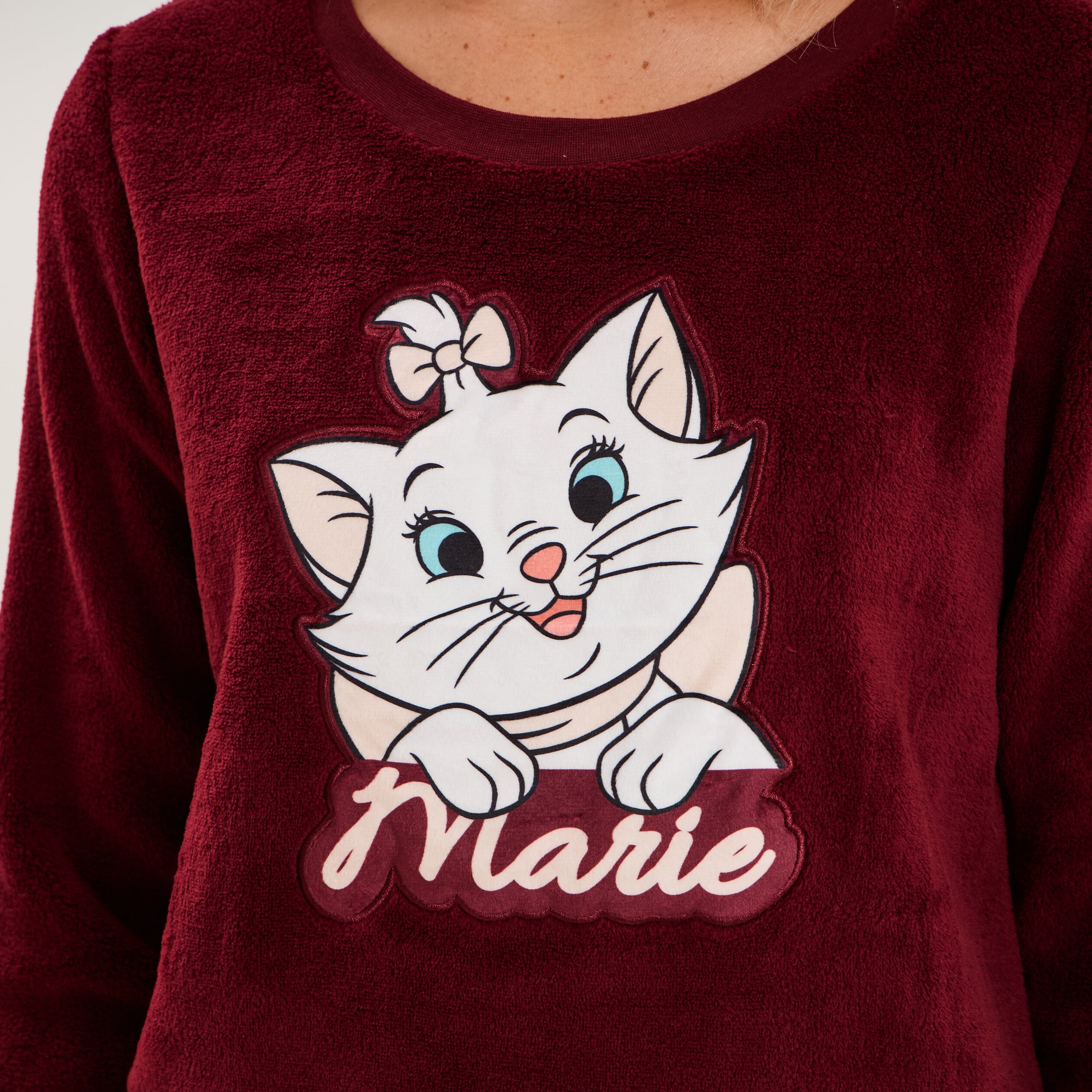 Ensemble pyjama velours Les Artistochats bordeaux femme