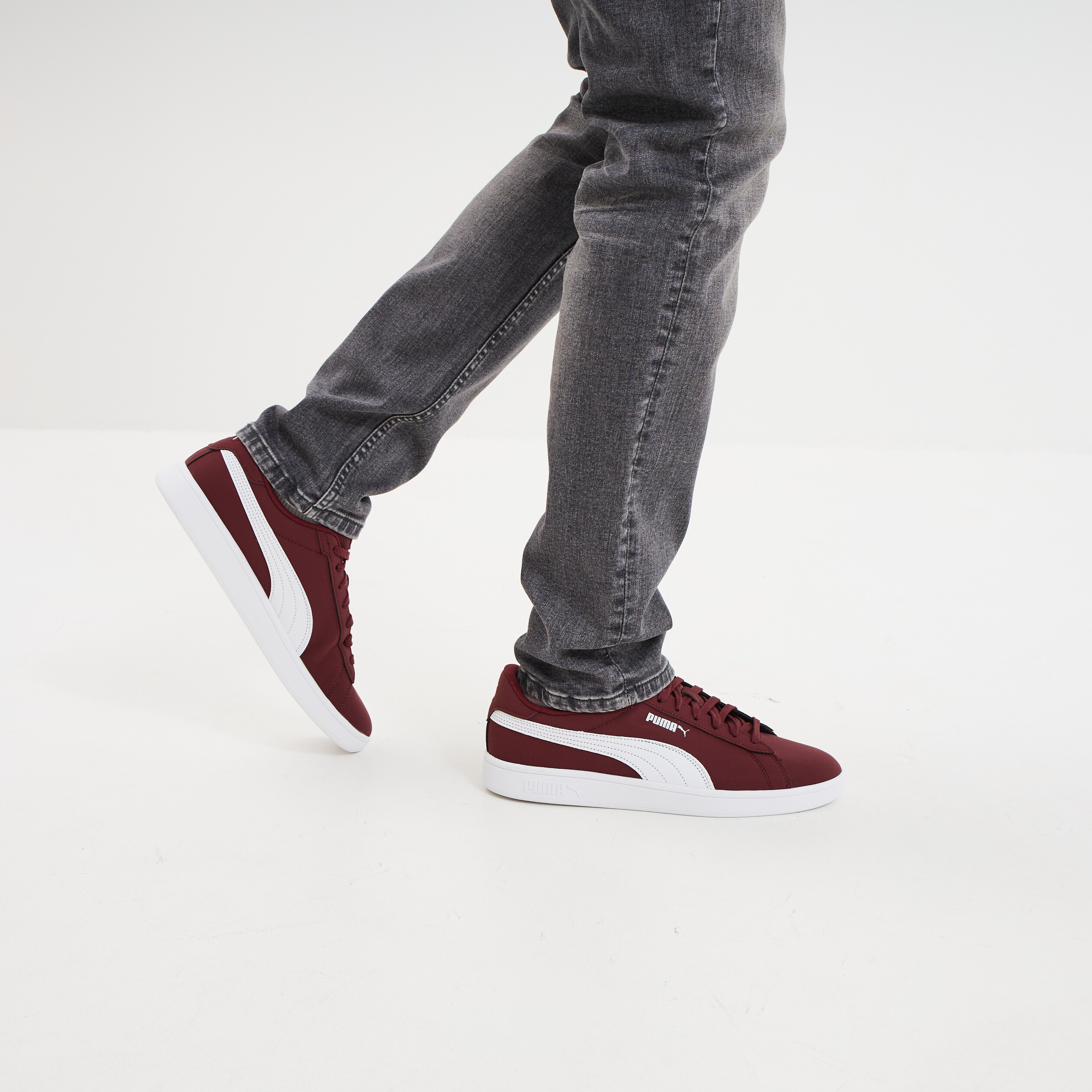 Tennis basses à lacets Puma Smash Buck bordeaux homme La Halle