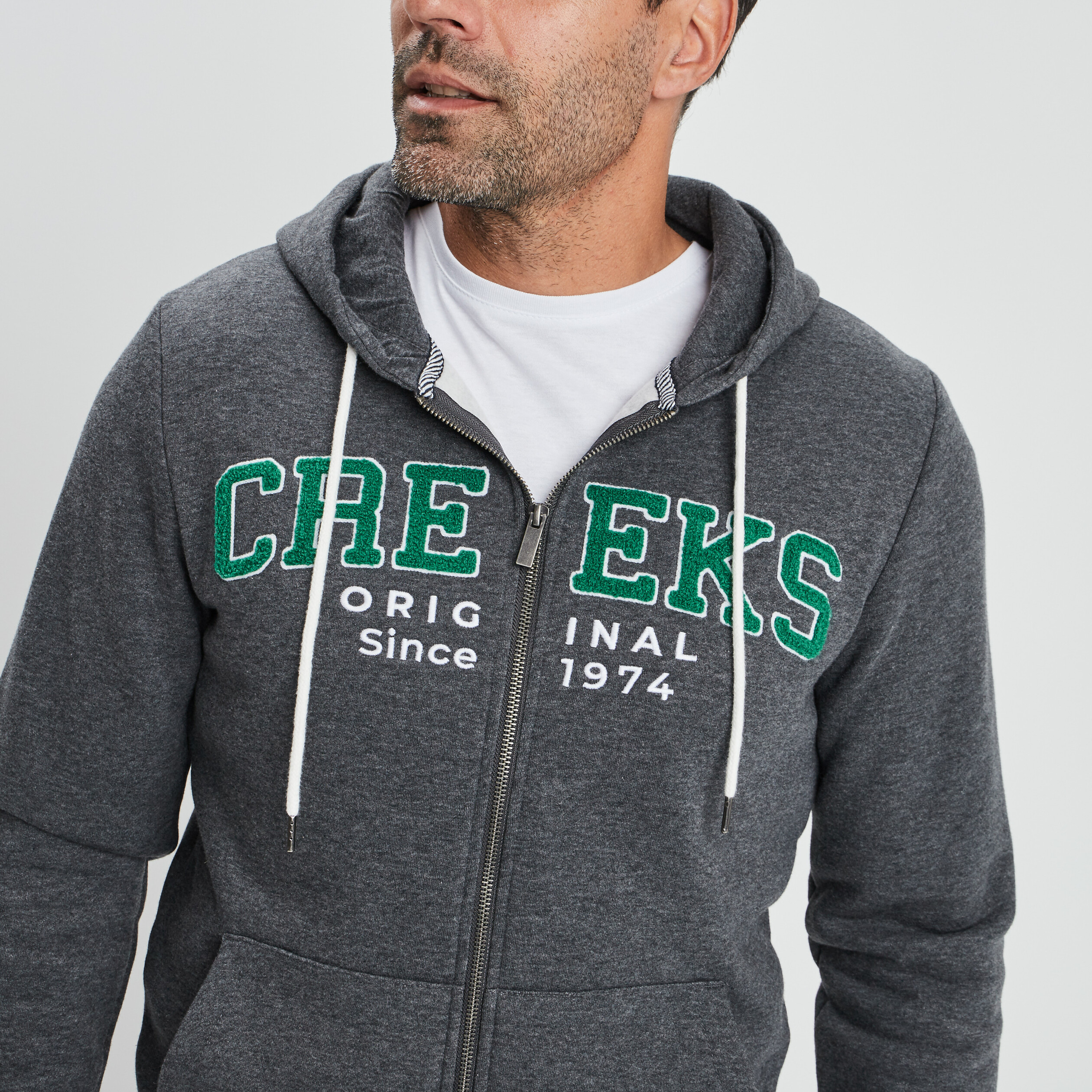 Sweat zippé à capuche Creeks gris foncé homme