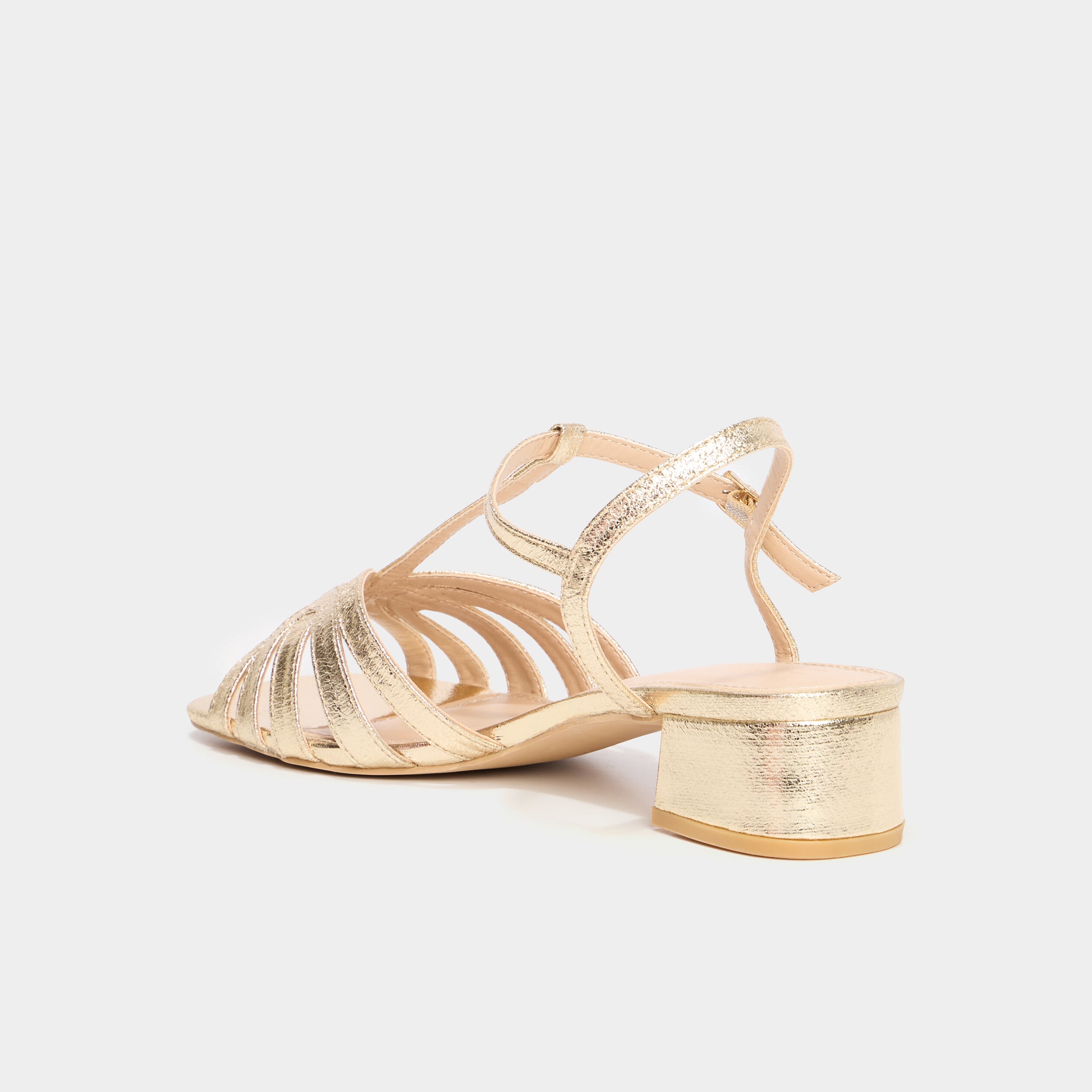 Sandales &agrave; talons jaune or femme