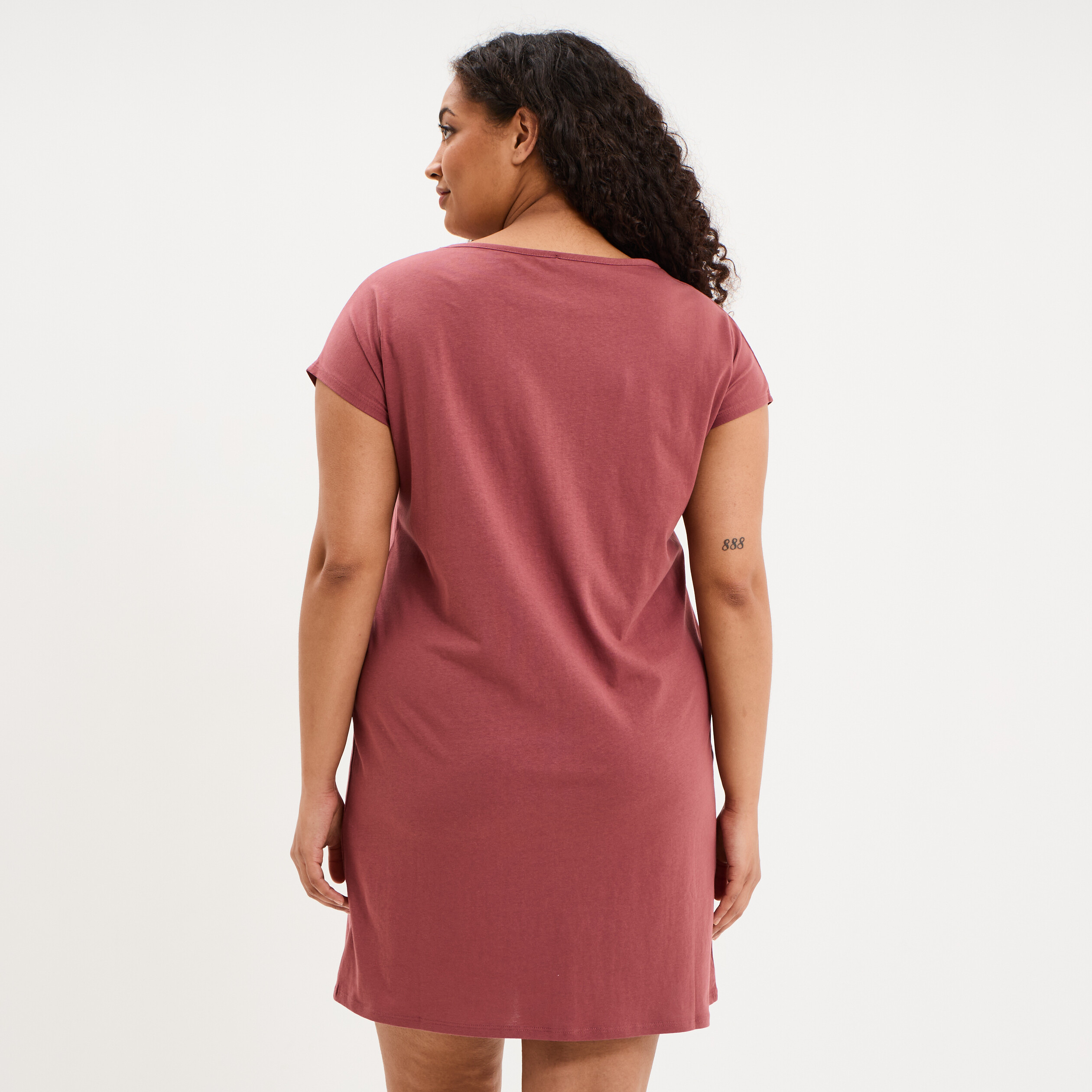 Chemise de nuit manches courtes rose framboise femme grande taille