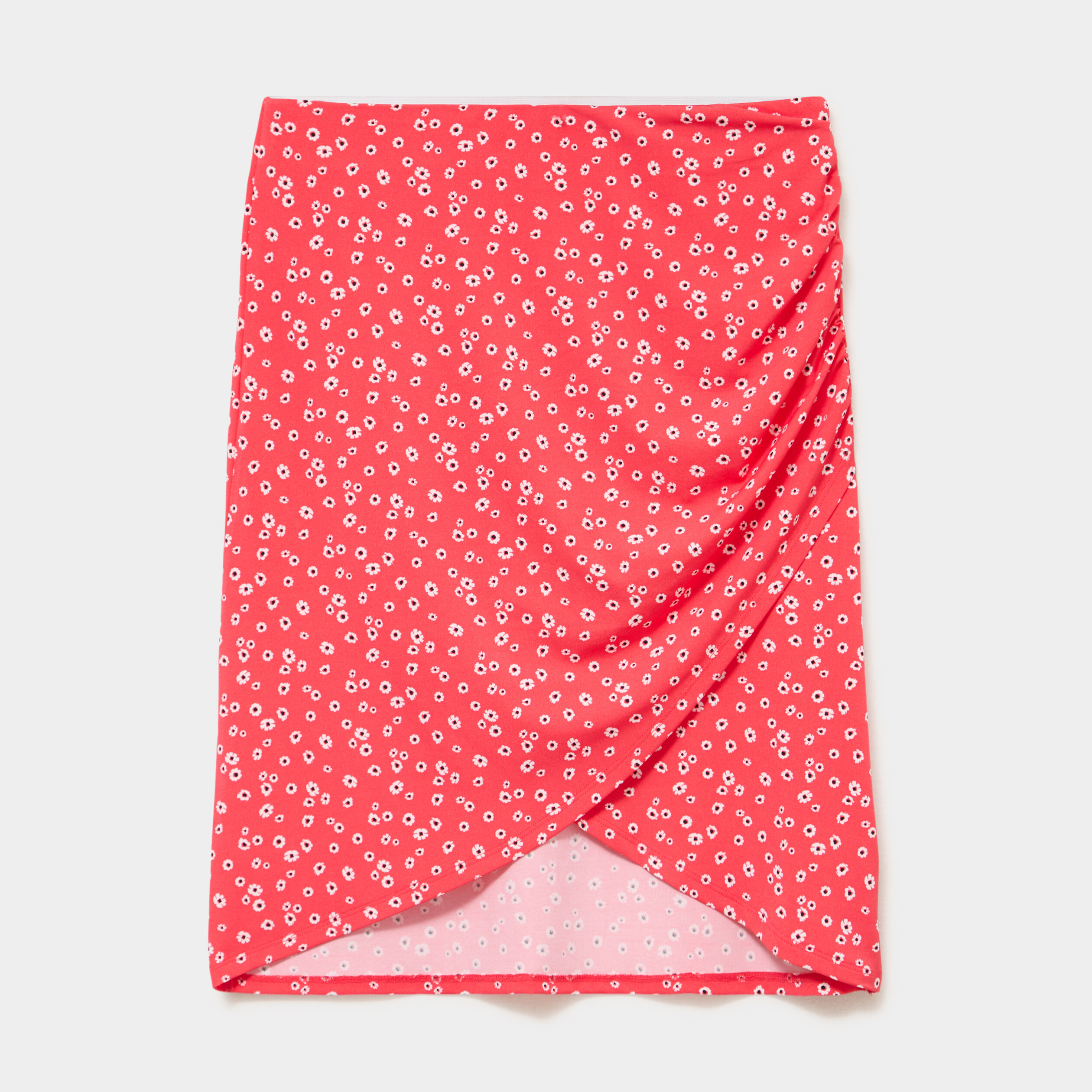 Jupe courte taille &eacute;lastiqu&eacute;e stretch rouge coquelicot femme
