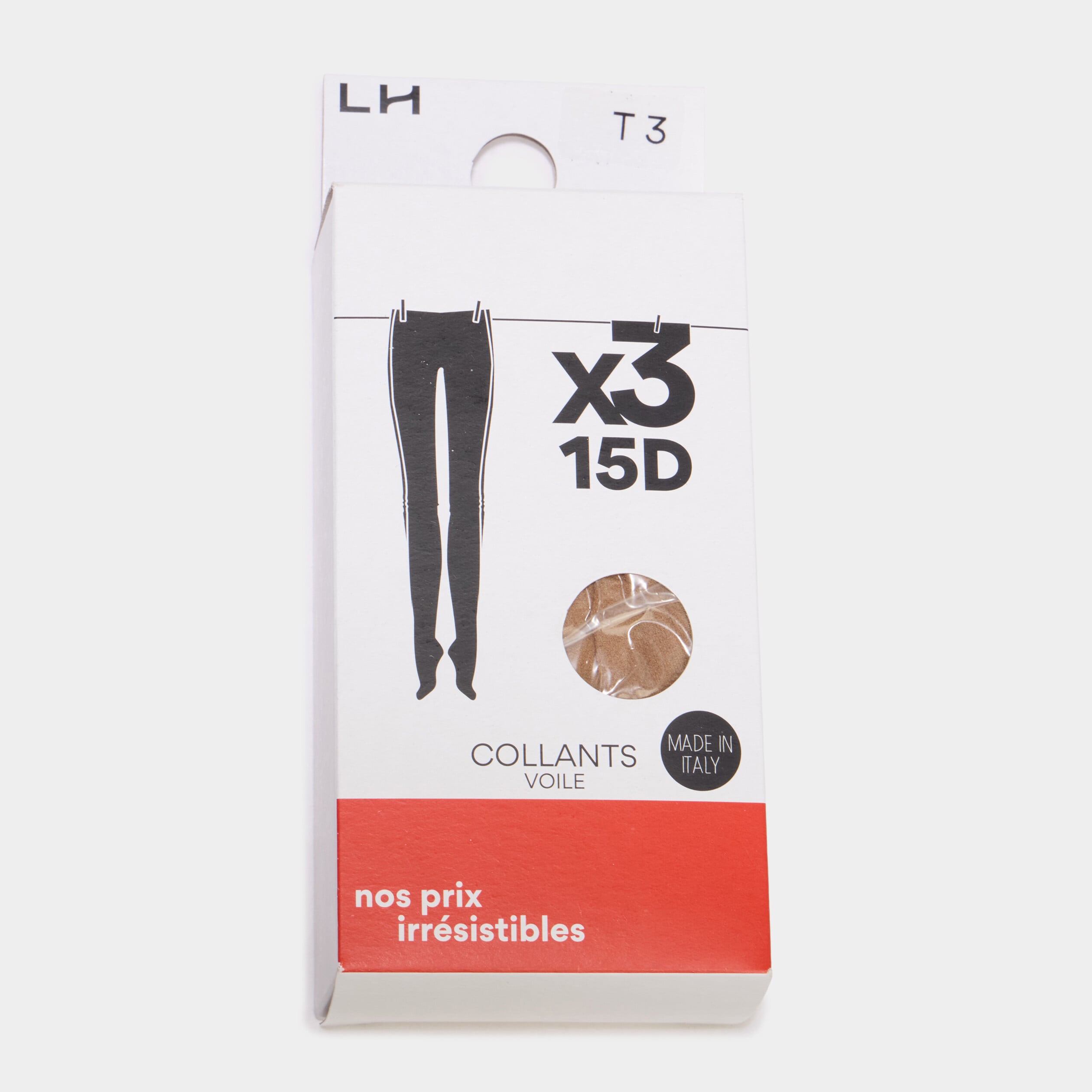 Lot 3 collants 15 deniers beige femme
