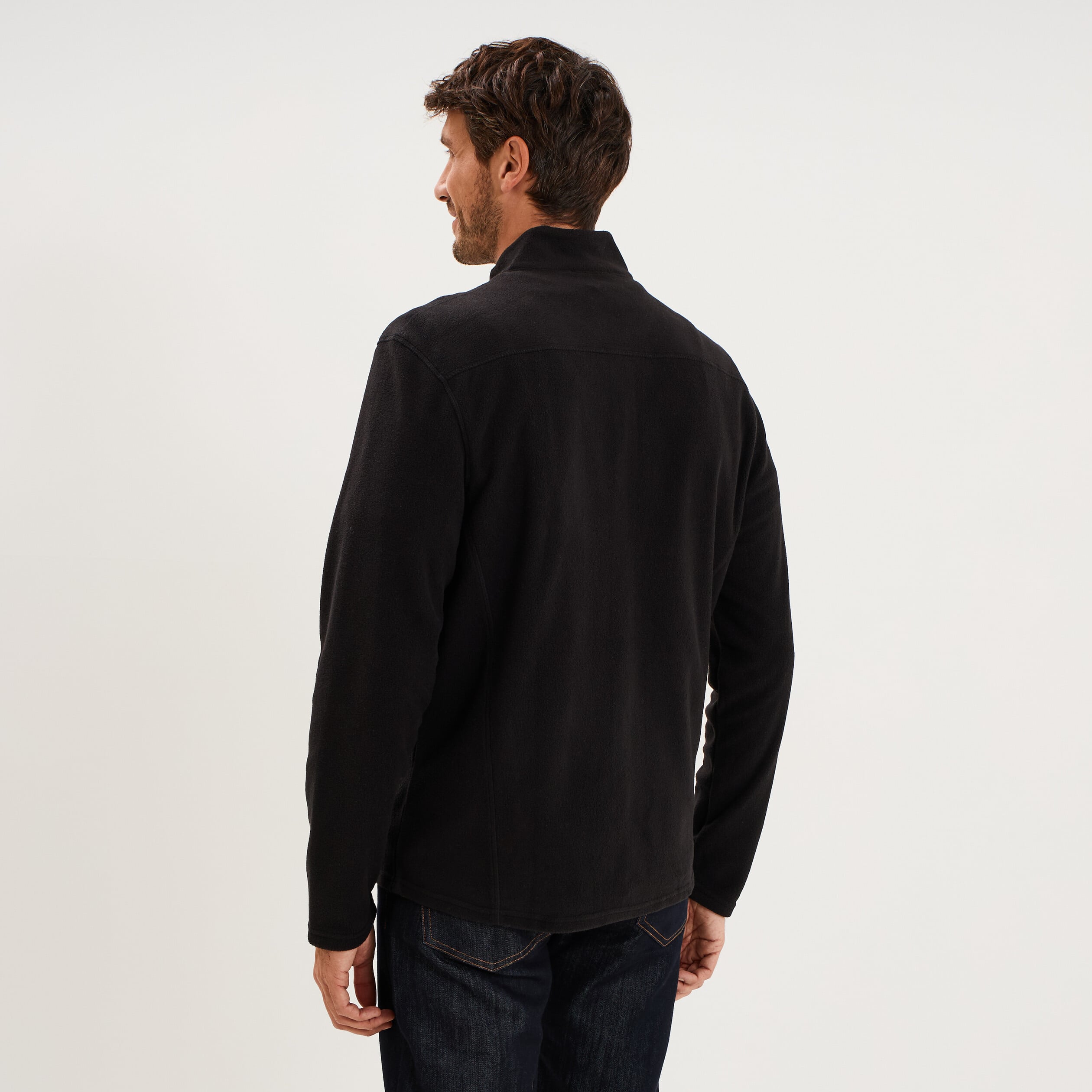 Gilet polaire zipp&eacute; manches longues noir homme