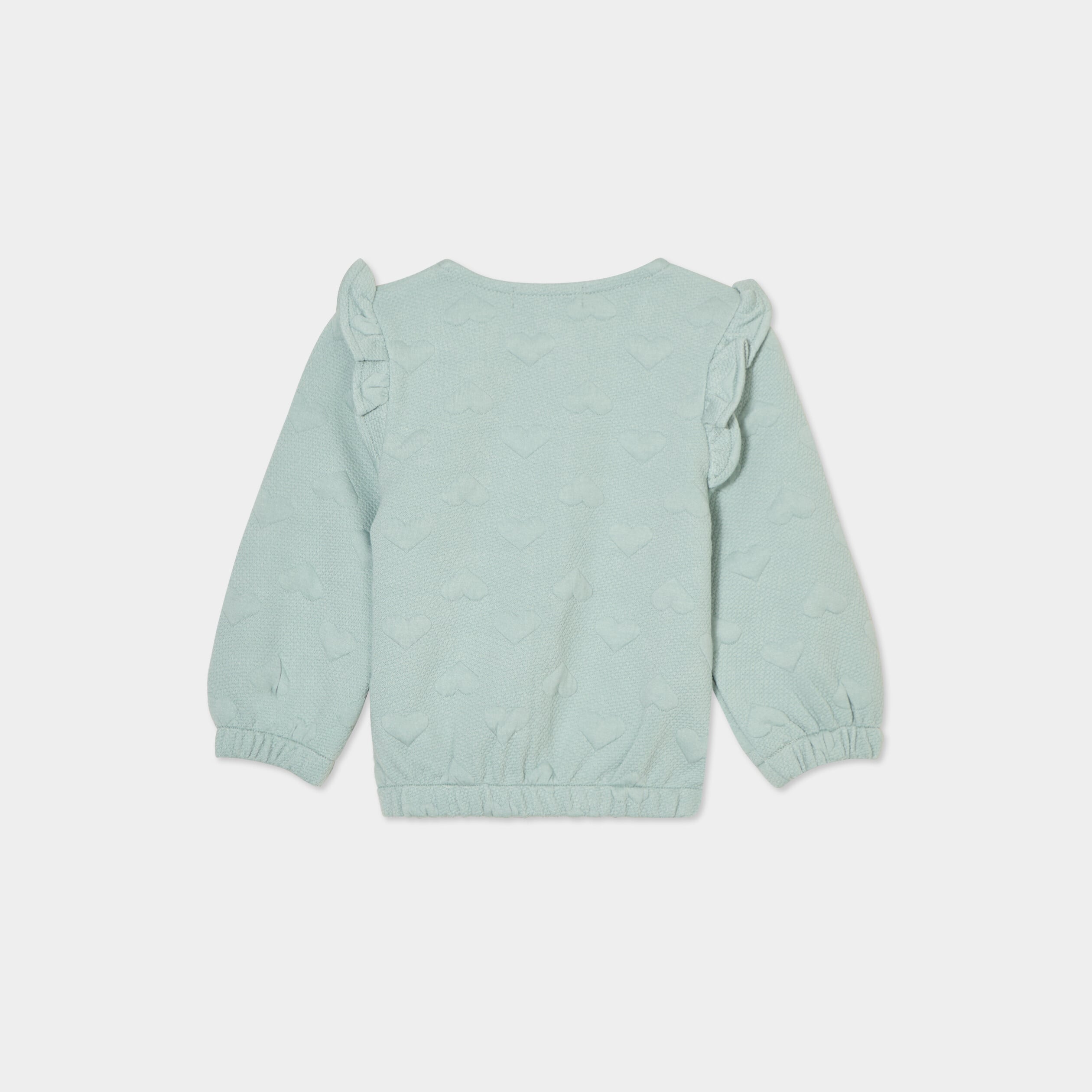 Gilet zipp&eacute; matelass&eacute; coeur &agrave; volants vert pastel b&eacute;b&eacute; fille
